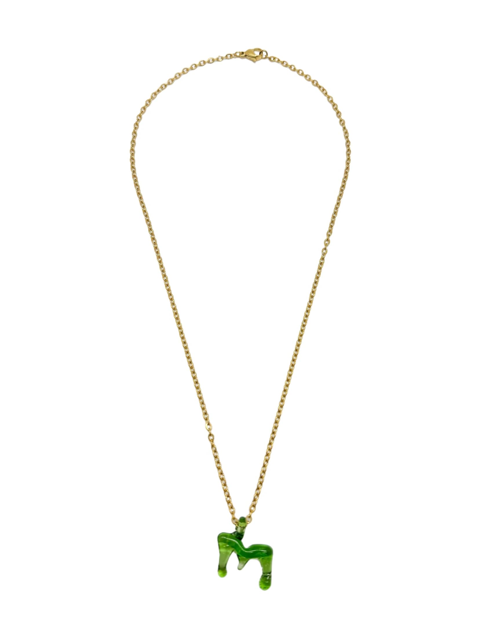 green glass necklace 1 letter - imagen 9