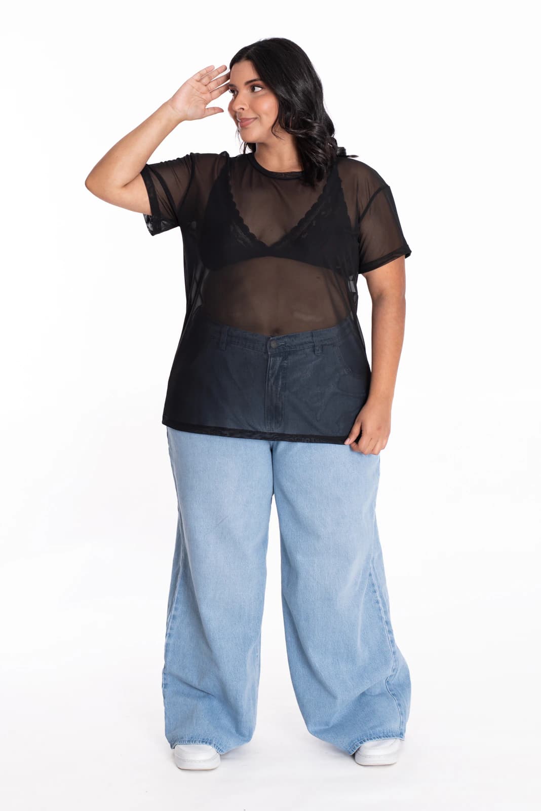Camiseta Oversize Malla Negra - imagen 3