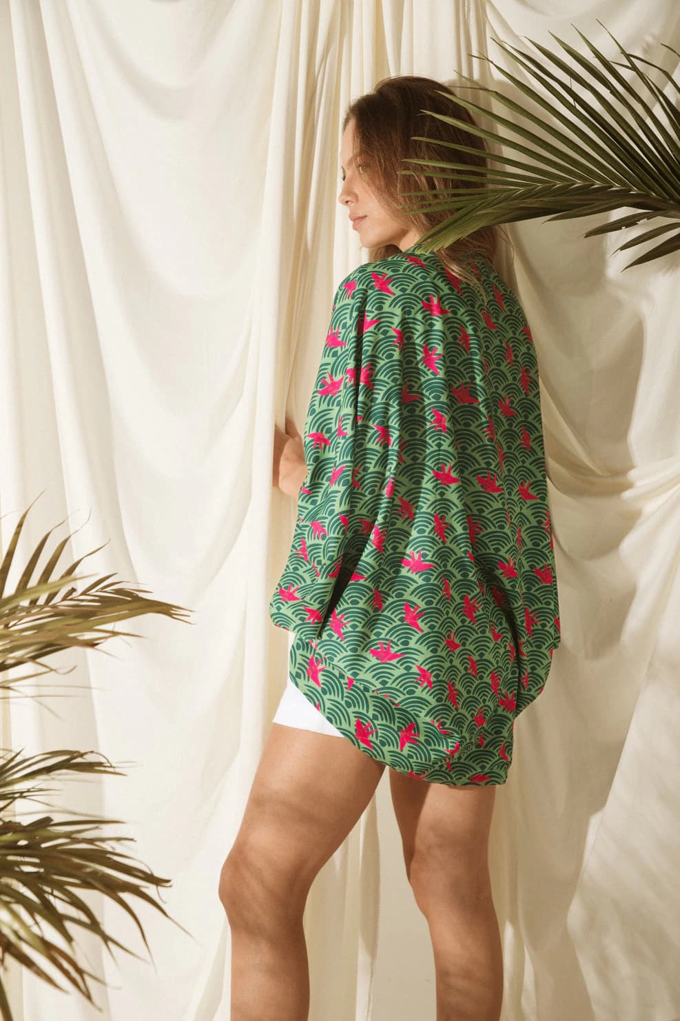 Kimono Nagoya Peonias Verde - imagen 8
