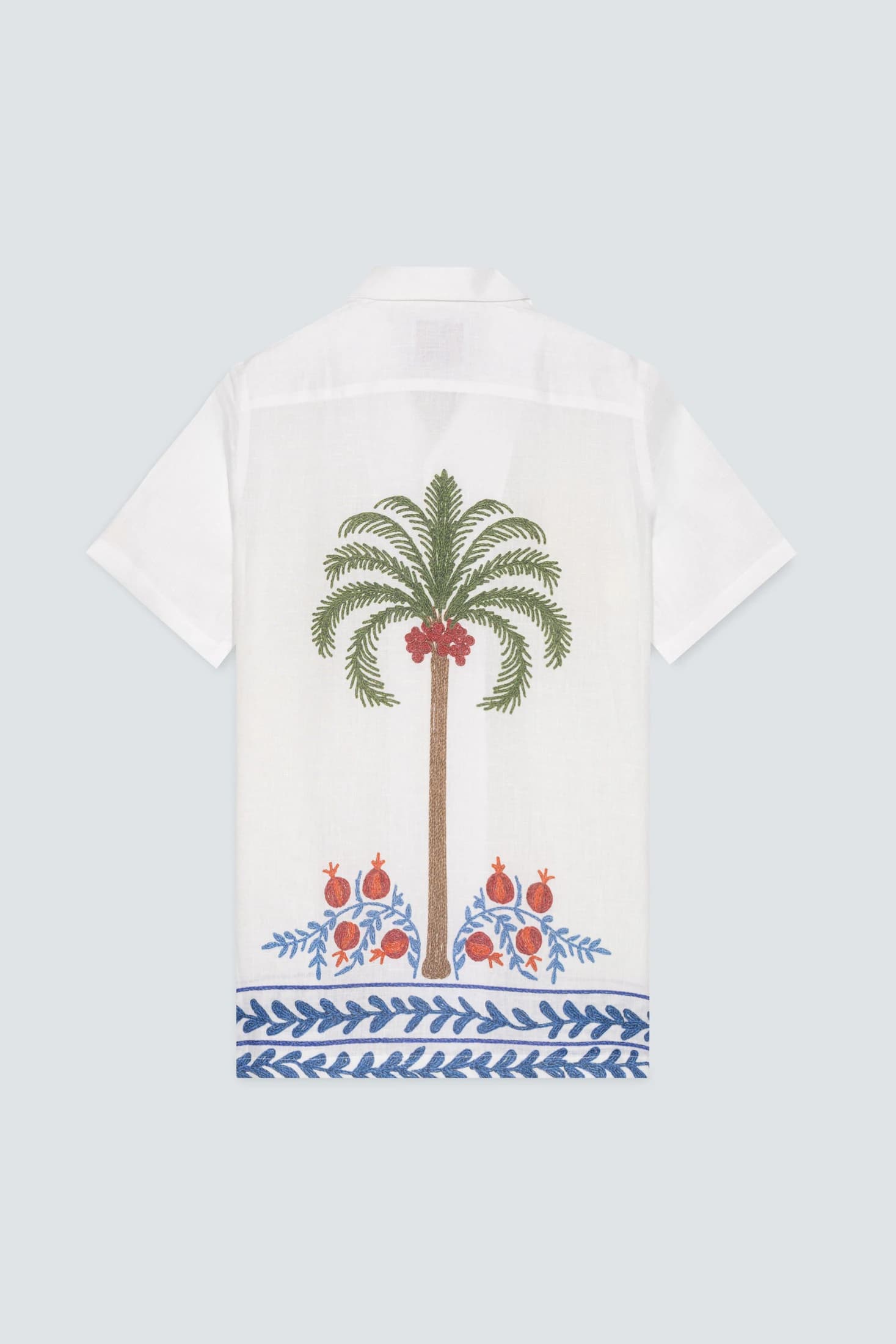 Men's linen shirt white tambour