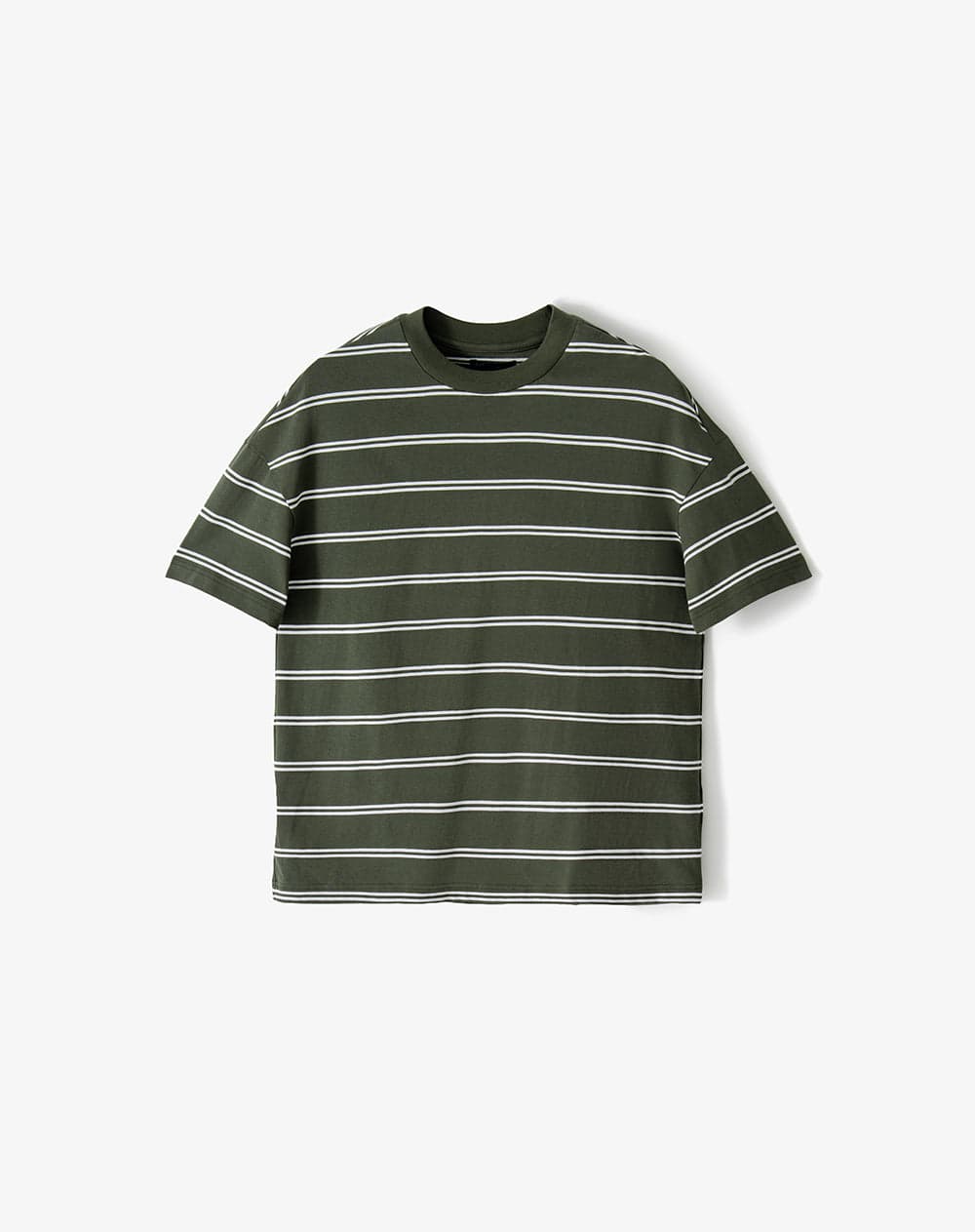 Camiseta regular manga corta verde rayas hombre