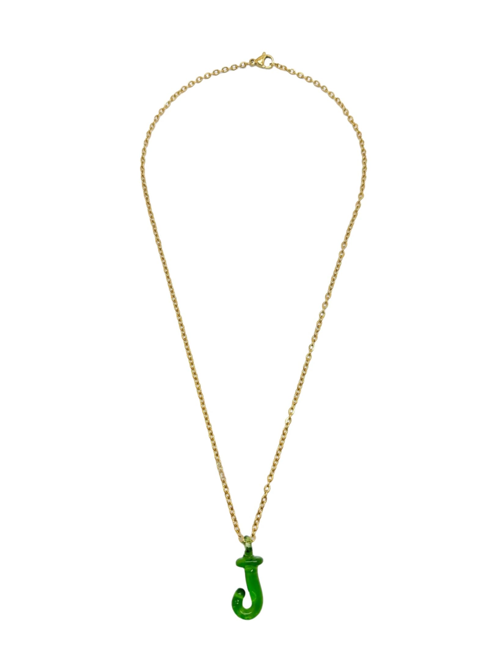 green glass necklace 1 letter - imagen 6