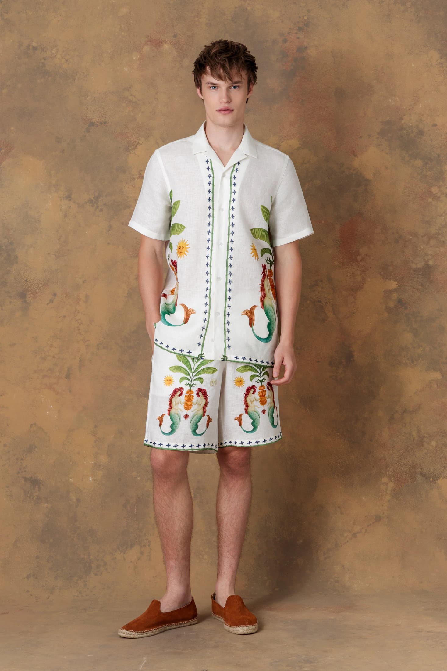 Men's linen bermuda white amanzi - imagen 1