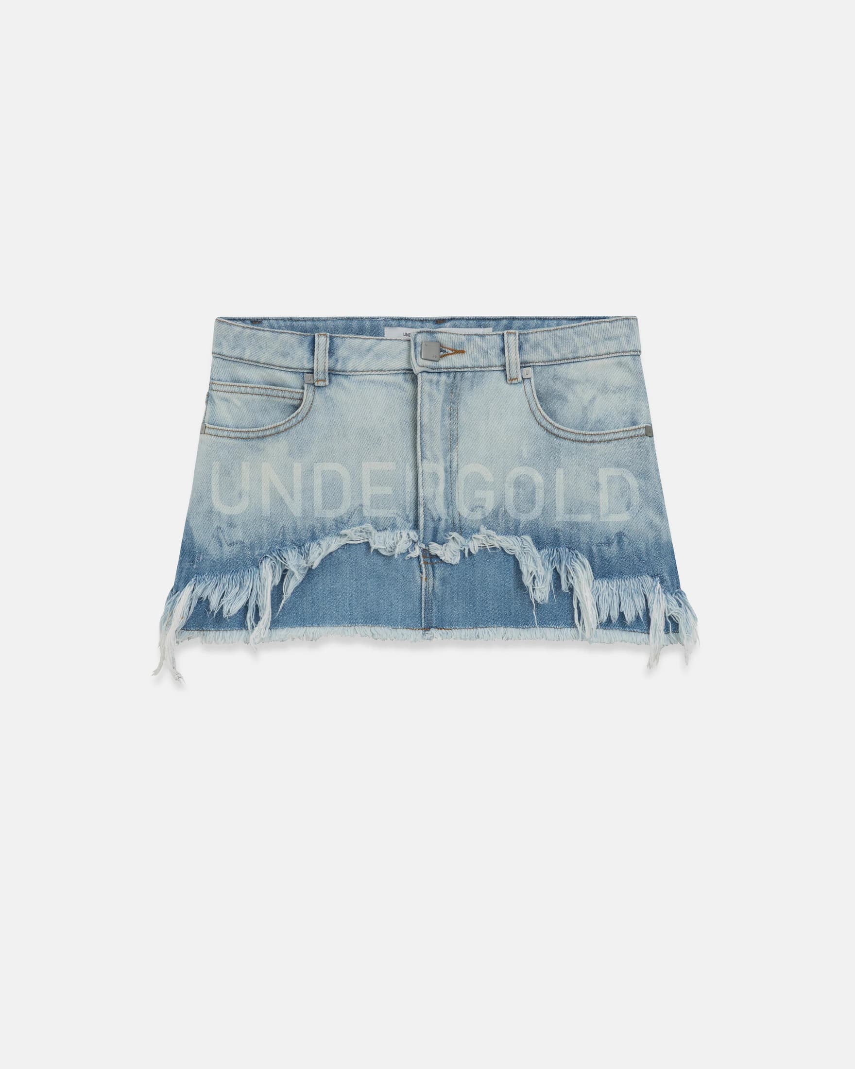 W Holy State UNDRGLD Double Destroyed Mini Skirt Blue - imagen 1