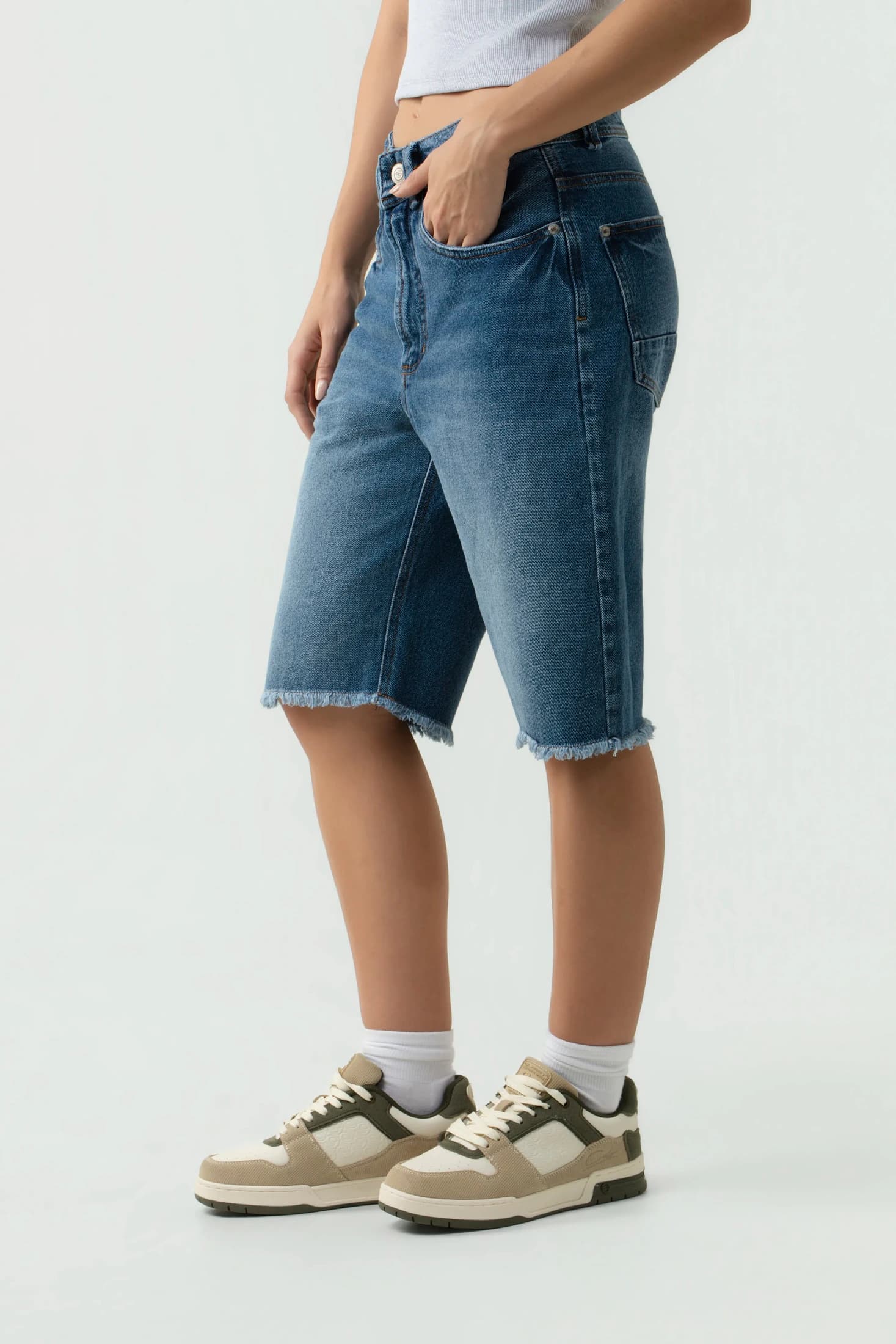 Bermuda Denim QST Raw Edge - Azul Medio - imagen 10