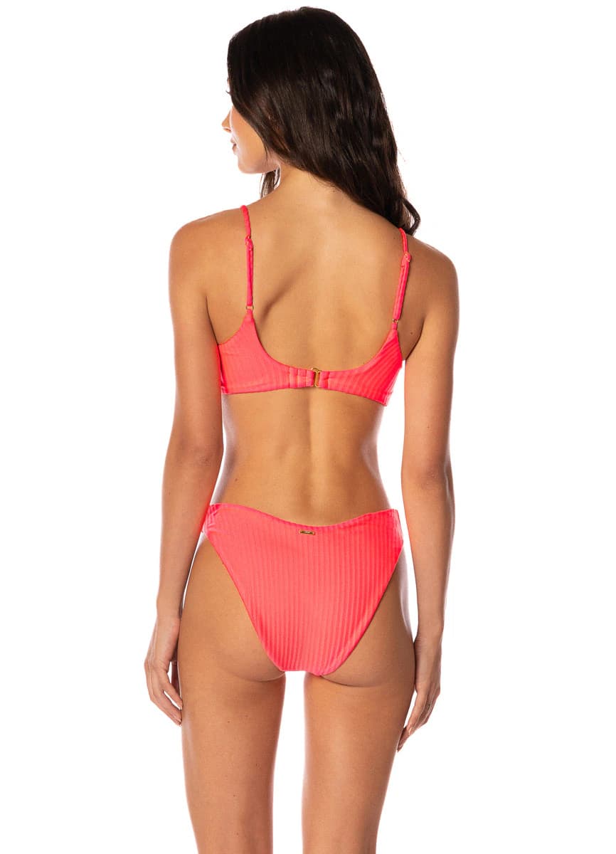 Maaji Flame Coral Splendour Regular Rise Thin Side Bikini Bottom - imagen 1