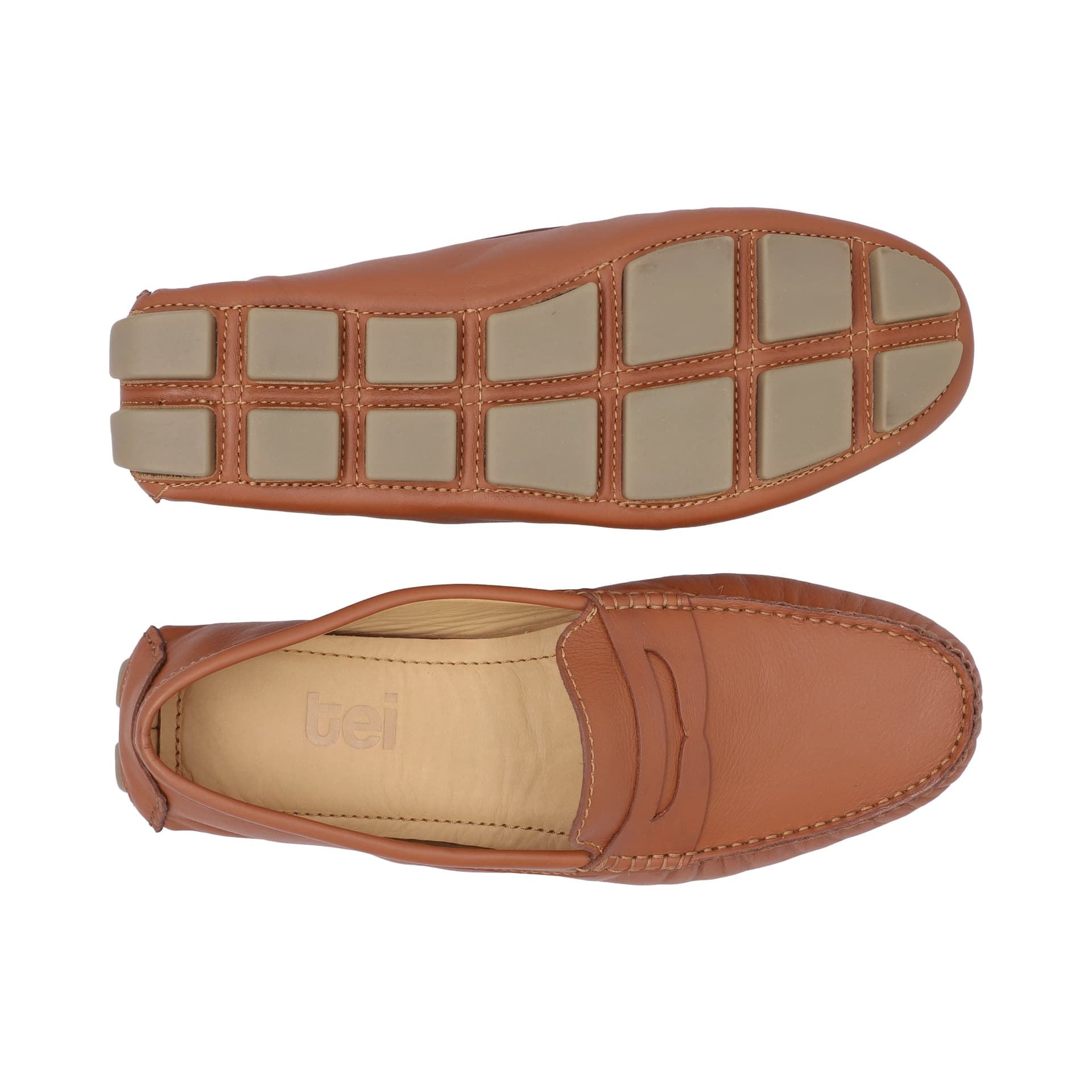 Mocasines Hombre Penny Cuero Liso Miel - imagen 3