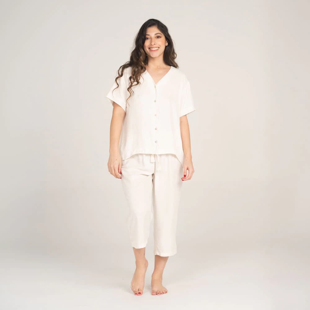 Conjunto Pijama Capri Lino. - imagen 1