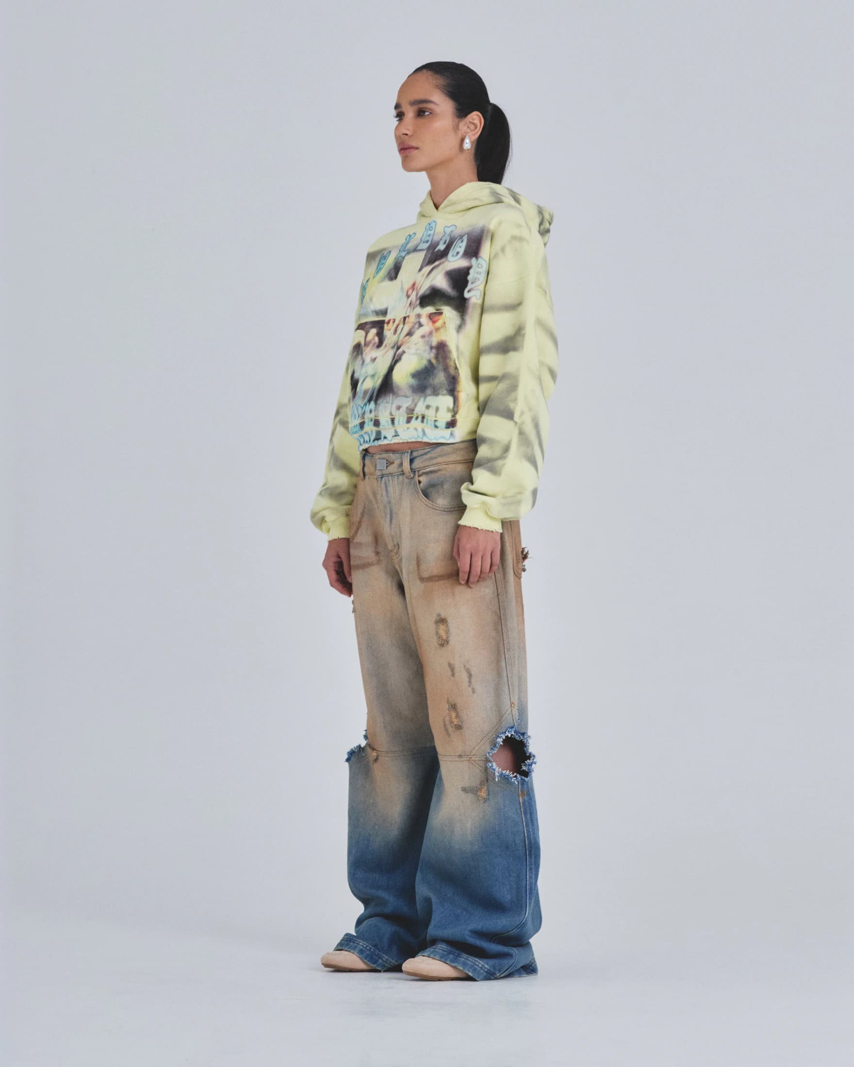 W Holy State Divinity Boxy Fit Hoodie Aged Yellow - imagen 5