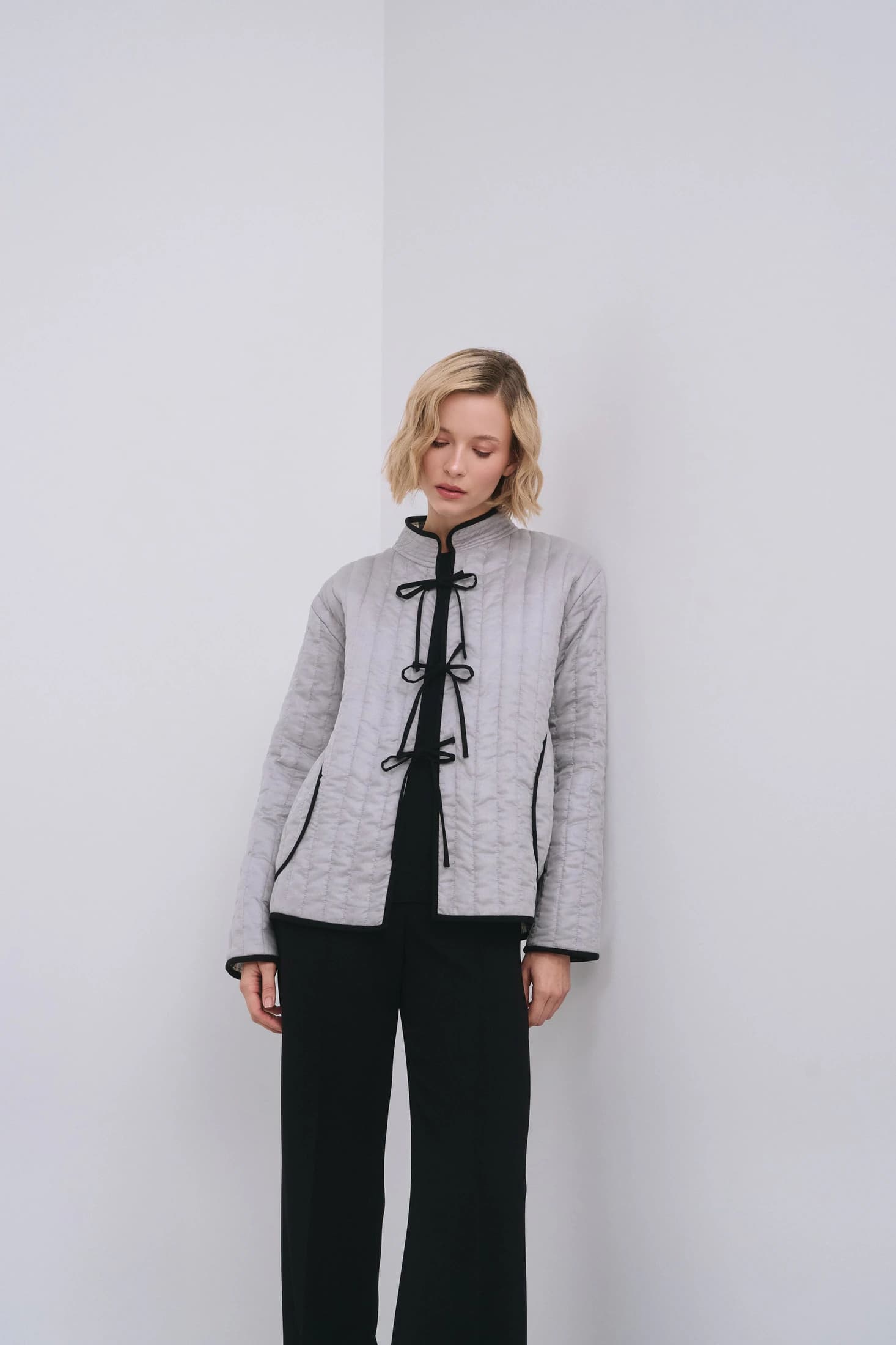 Quilted Cotton Mandarin-Collar Jacket