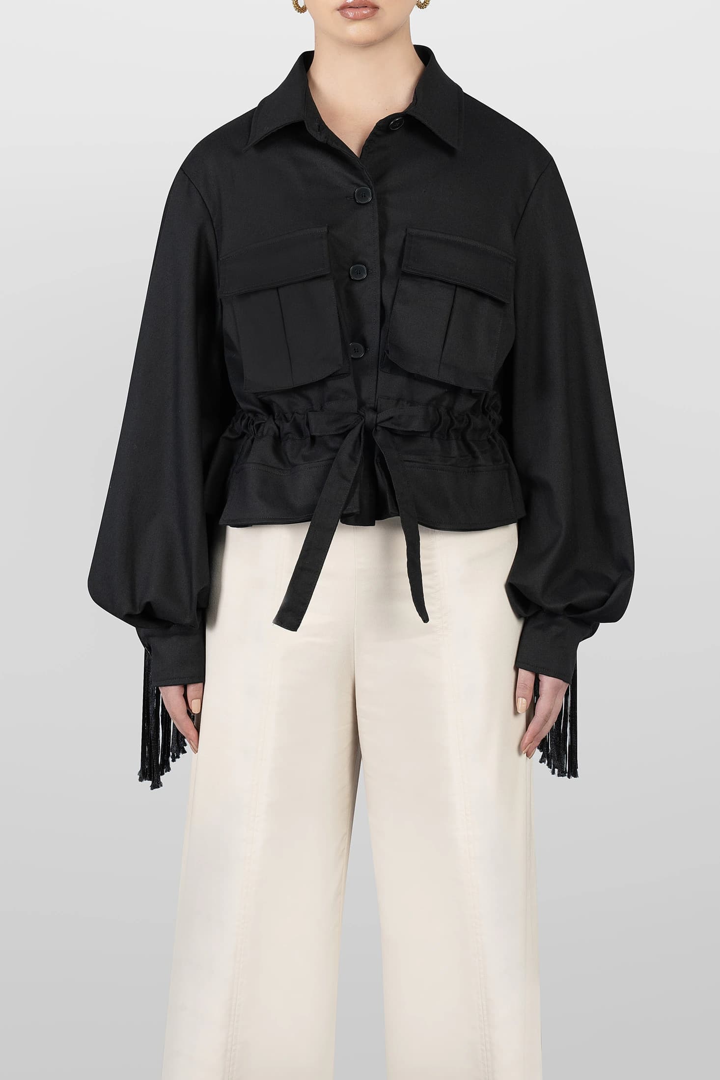 CHAQUETA SAHARIANA CON MACRAME - imagen 2