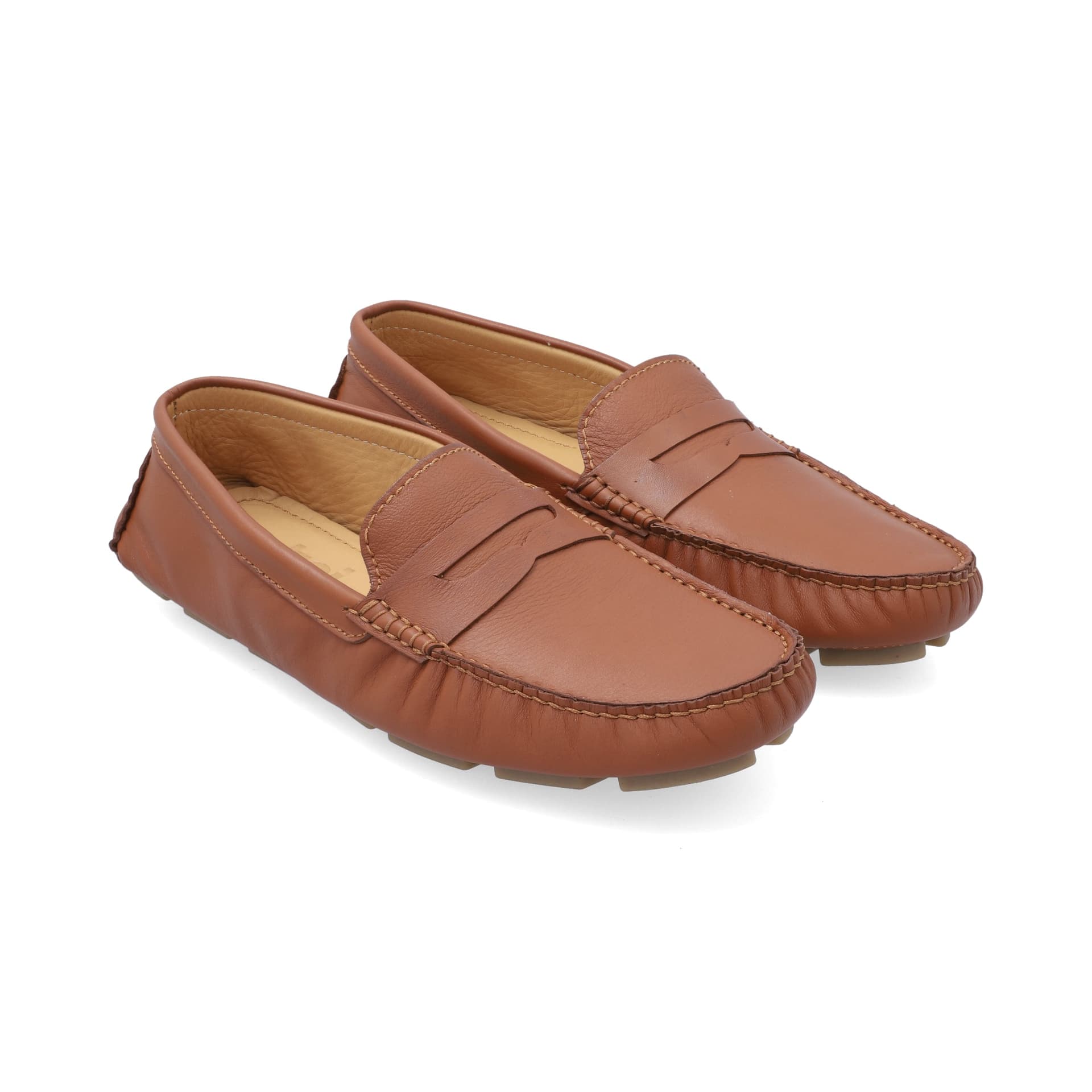 Mocasines Hombre Penny Cuero Liso Miel - imagen 1