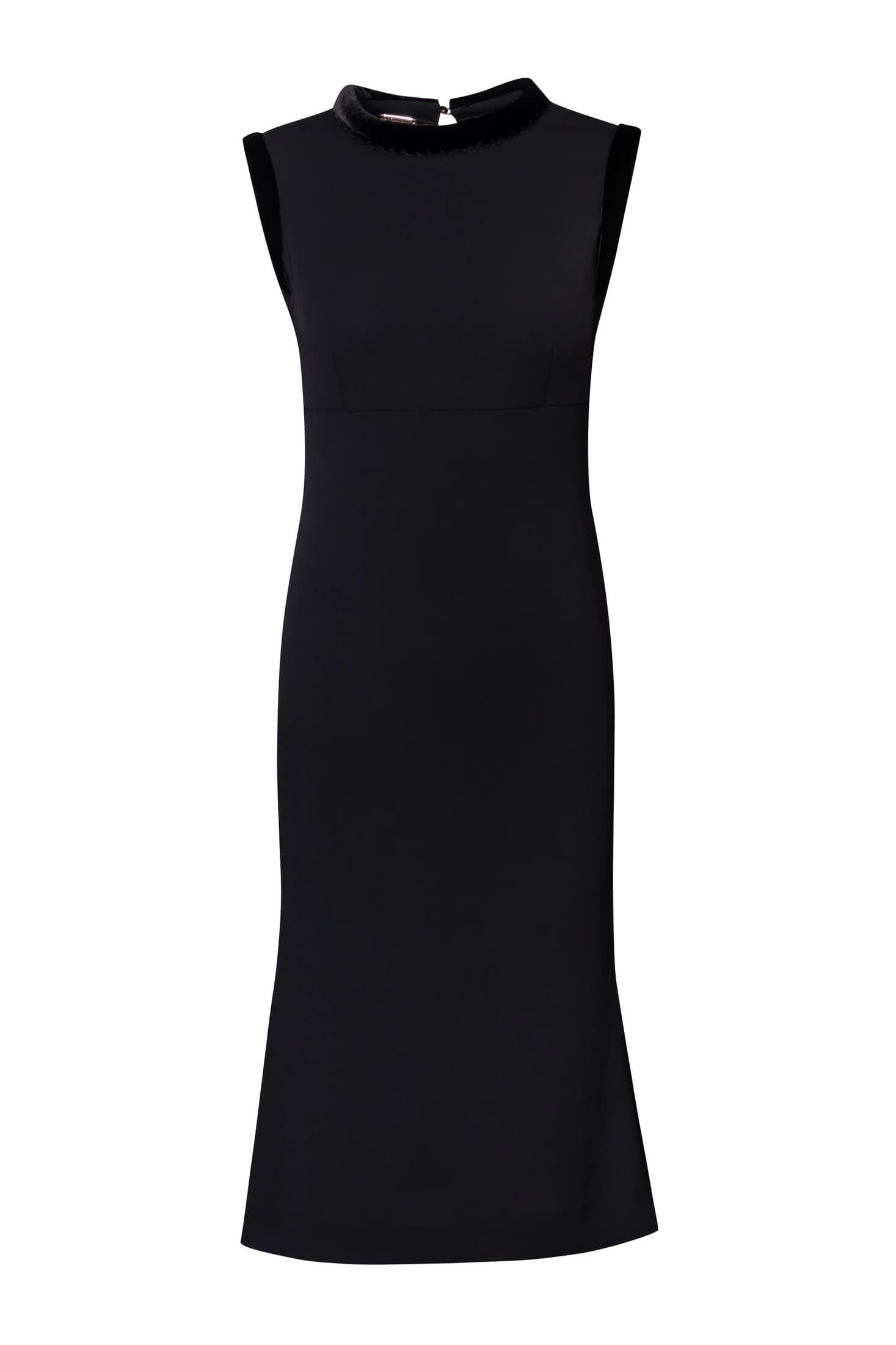 Velvet-Trimmed Black Midi Dress - imagen 2