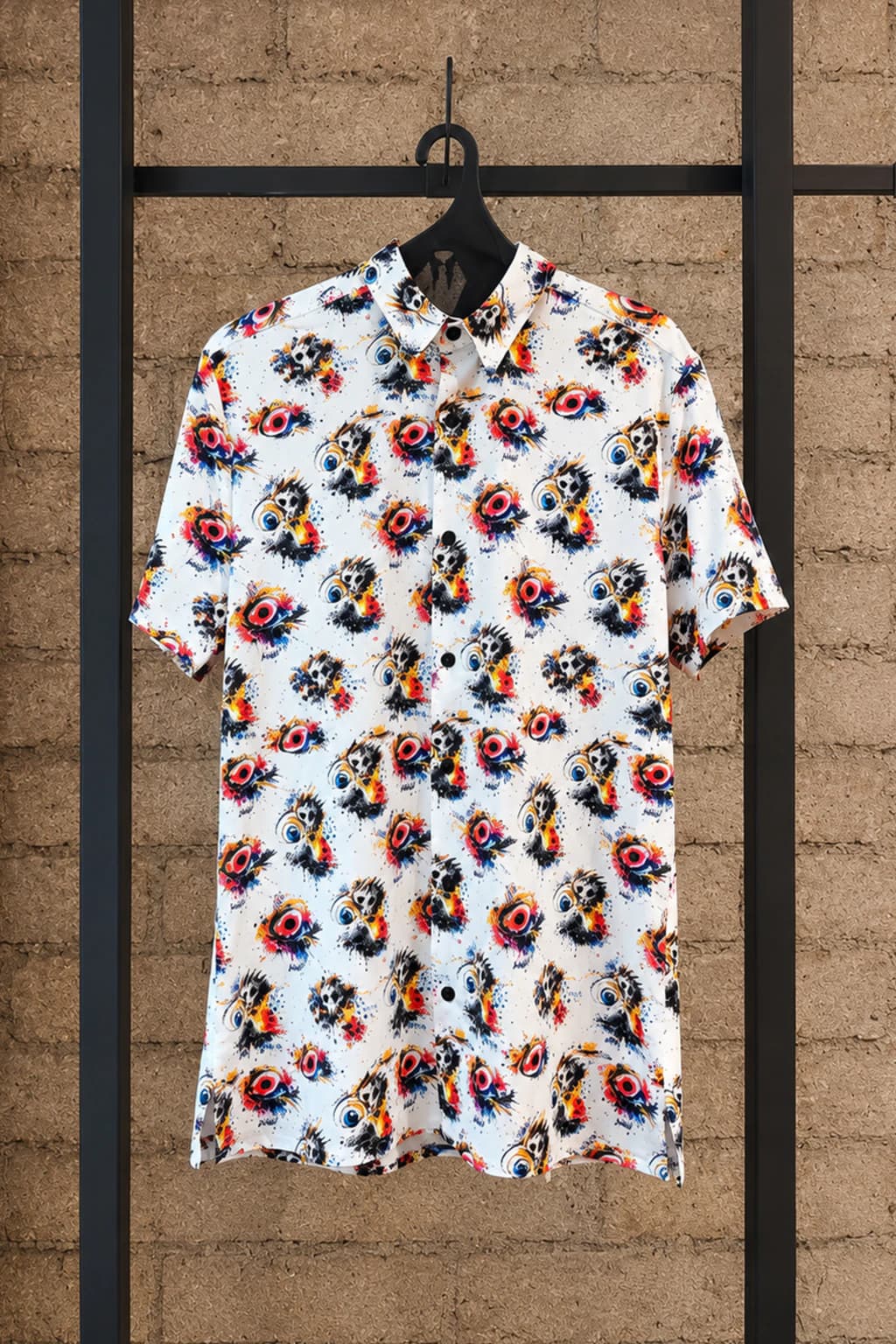 Camisa Para Hombre Manga Corta Estampado Calaveras