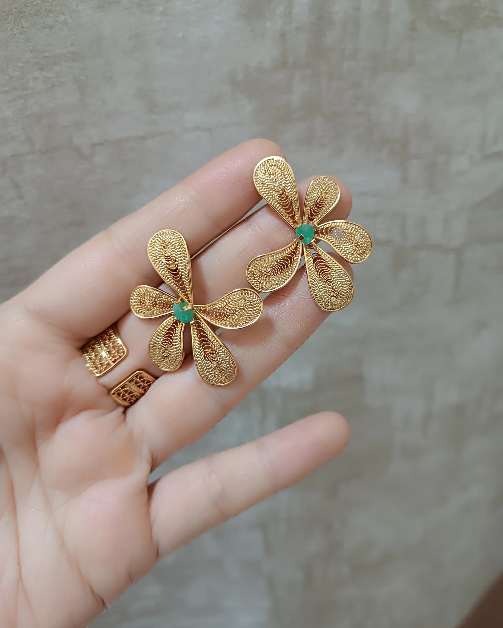 Aretes filigrana Ximena, con esmeralda - imagen 6