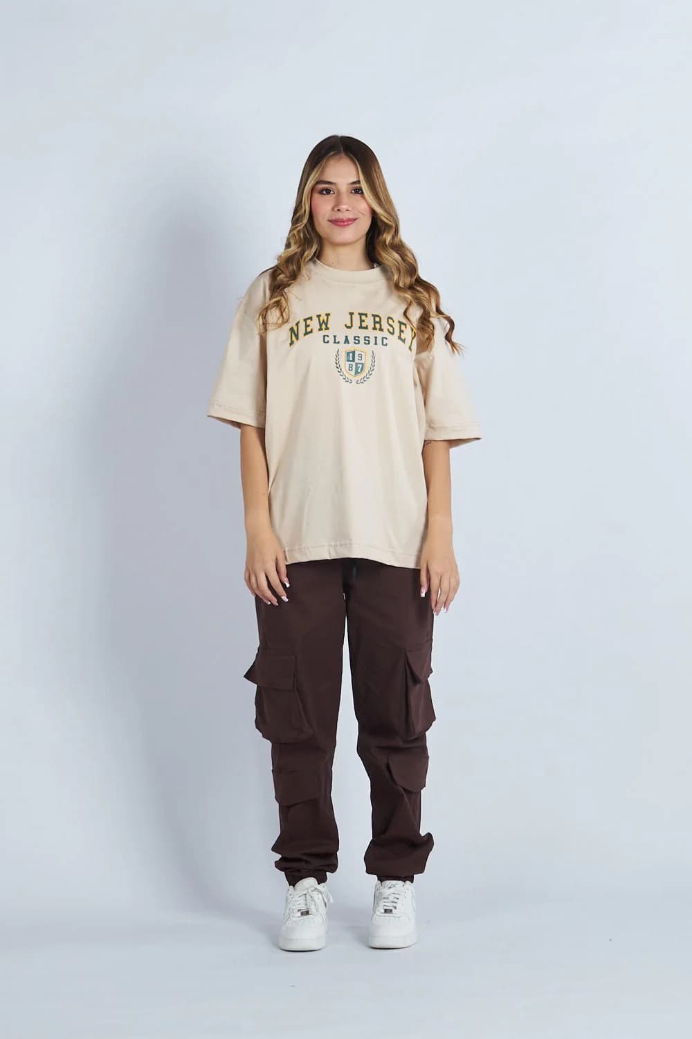 Camiseta oversize estampado New Jersey Beige | DROP 03 | - imagen 2