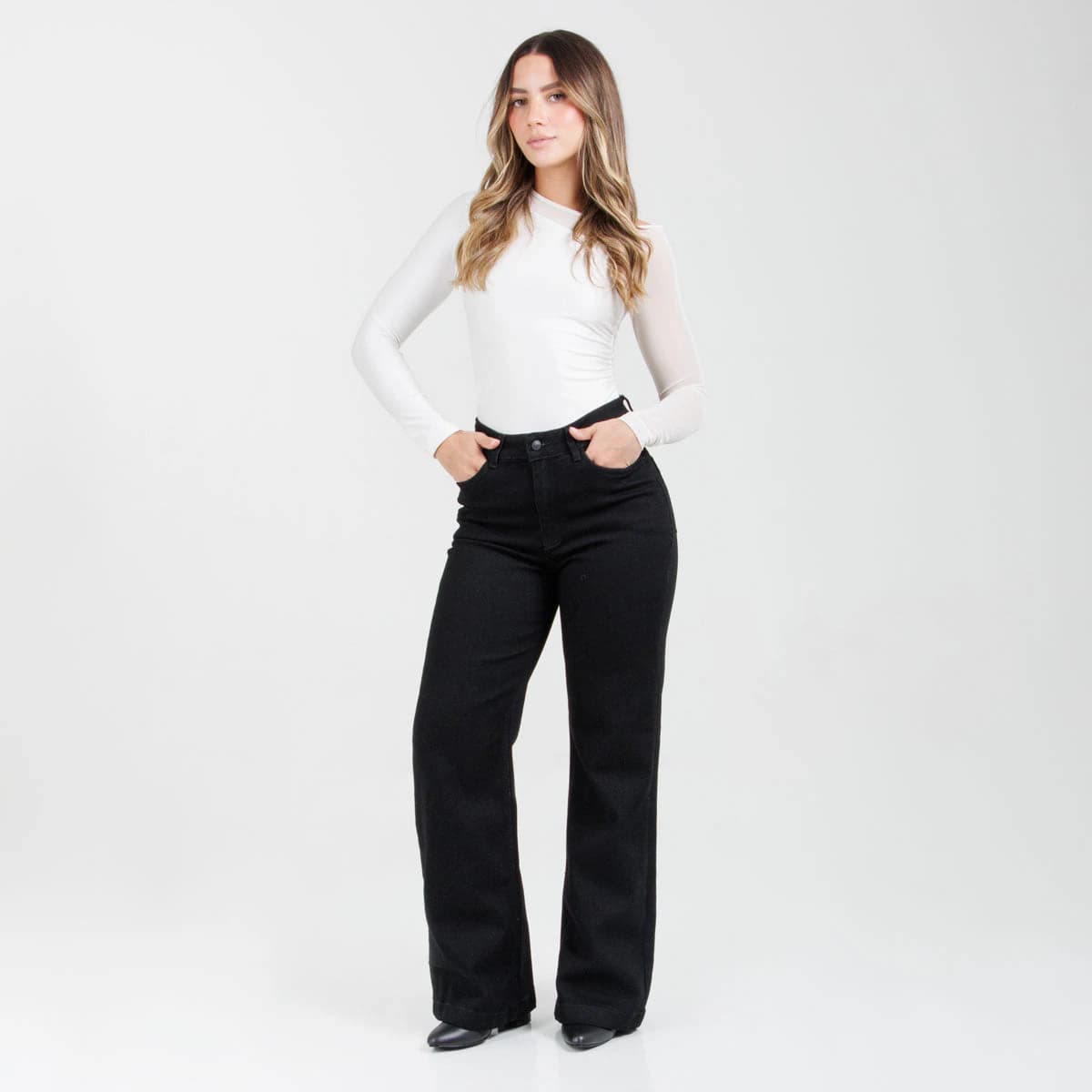 Jean Wide Leg Negro Ax-3174 Licrado - imagen 1