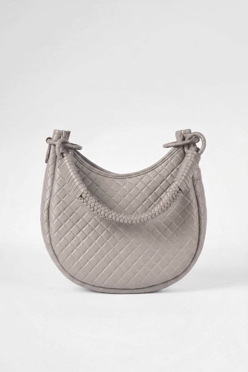 Saddle Shoulder Bag, Marble Gray