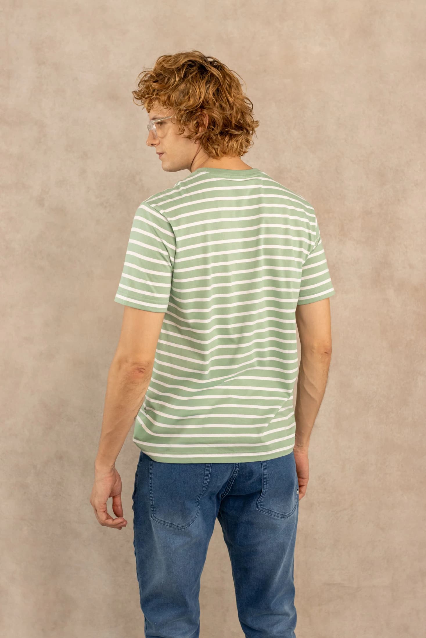 Camiseta Antimanchas Rayas Verde Sage - imagen 4