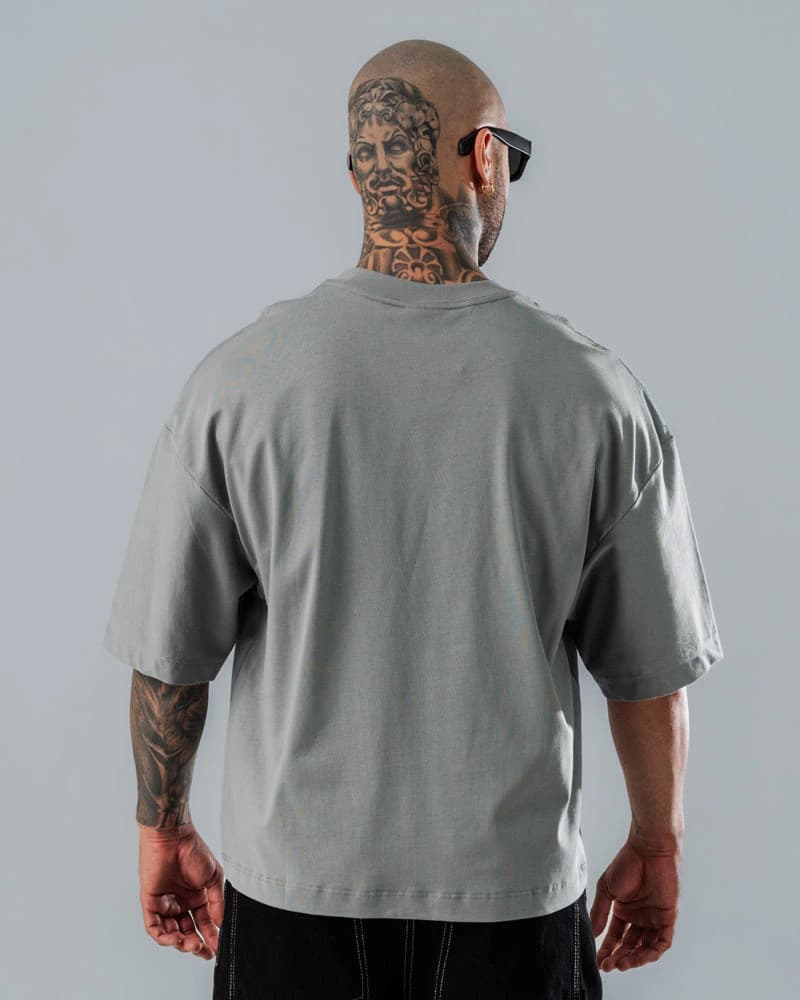 Camiseta Boxy Fit Básica Gris Claro - imagen 4