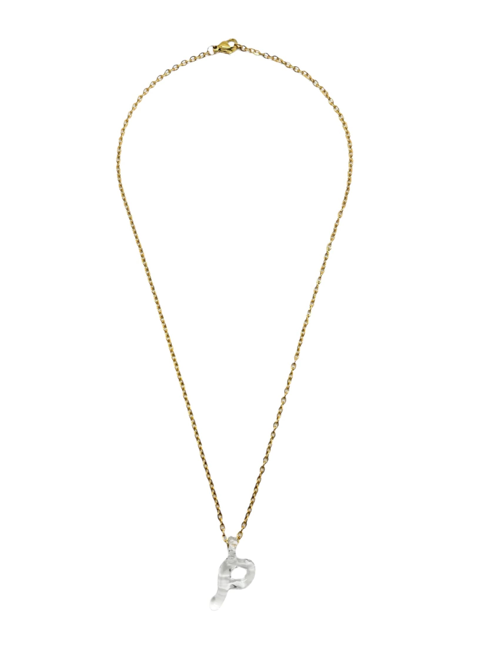 clear glass necklace 1 letter - imagen 10