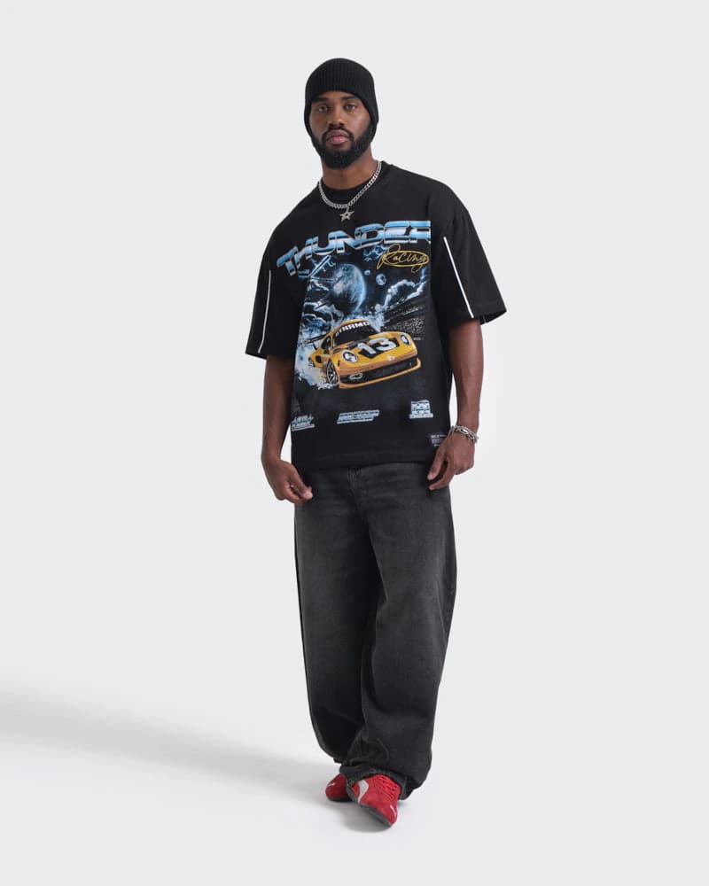 Camiseta Negra Oversize Thunder Racing - imagen 8