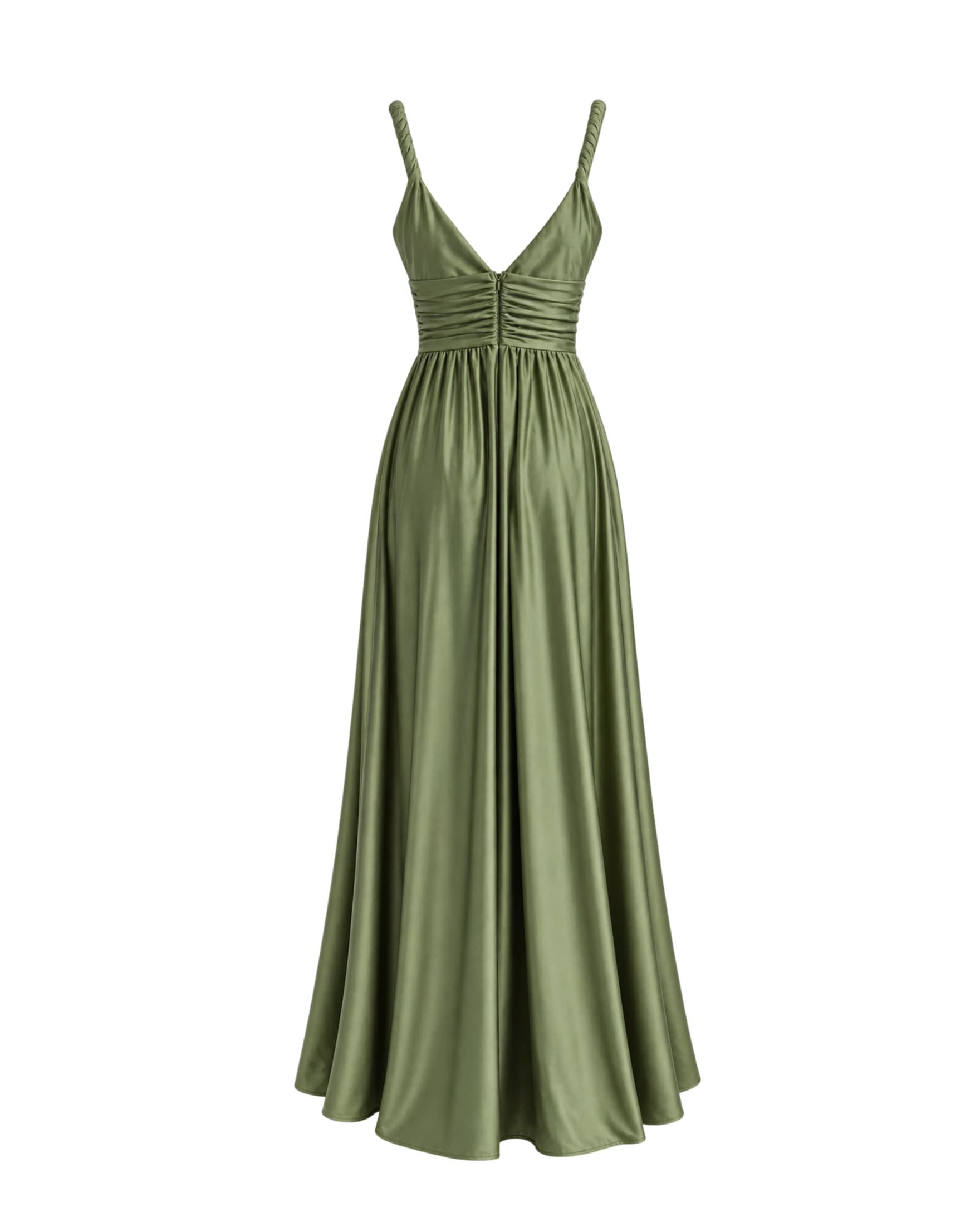 Vestido Largo Escote en V con Cintura Drapeada - imagen 5