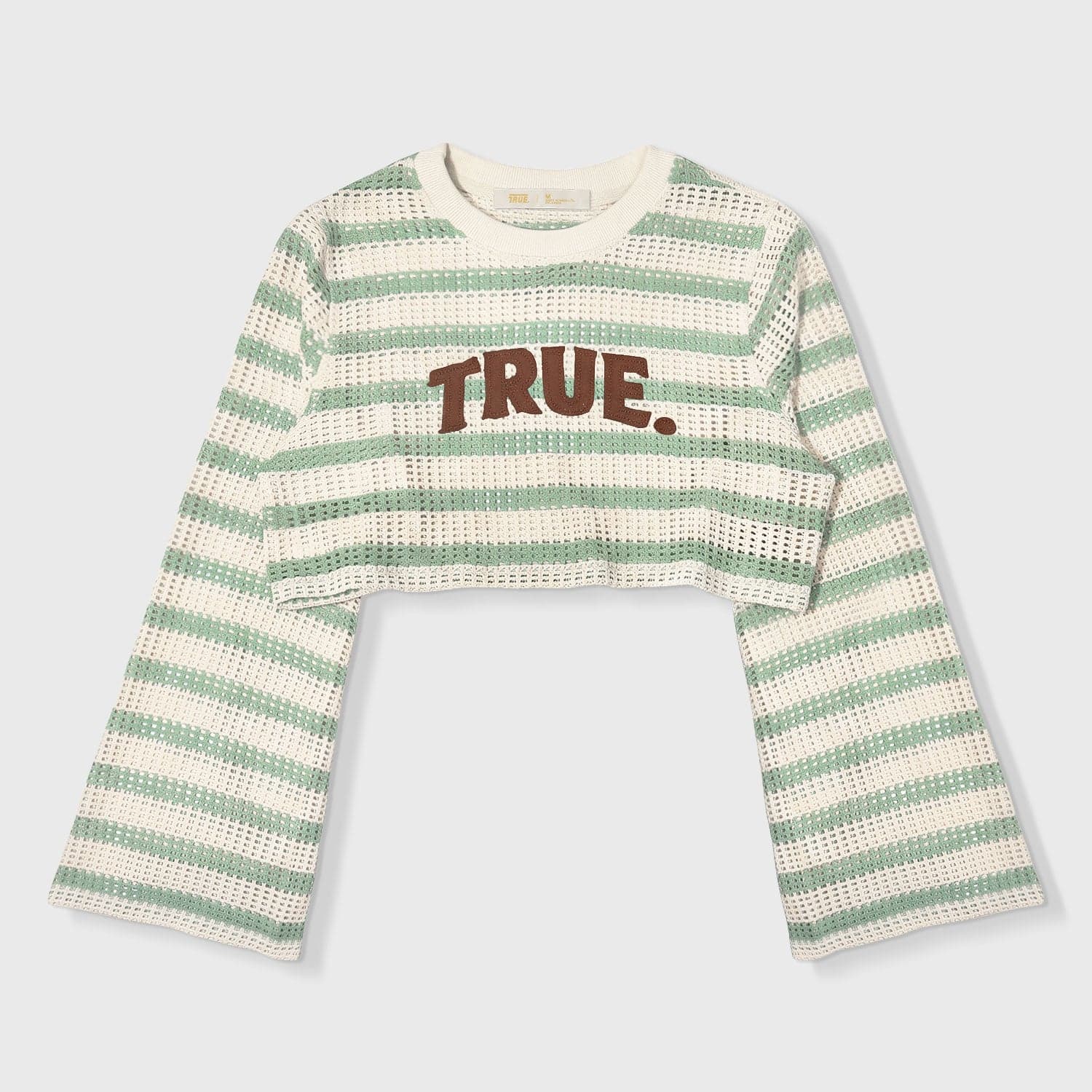 Texture Wide Sleeve Crop Top - Cream