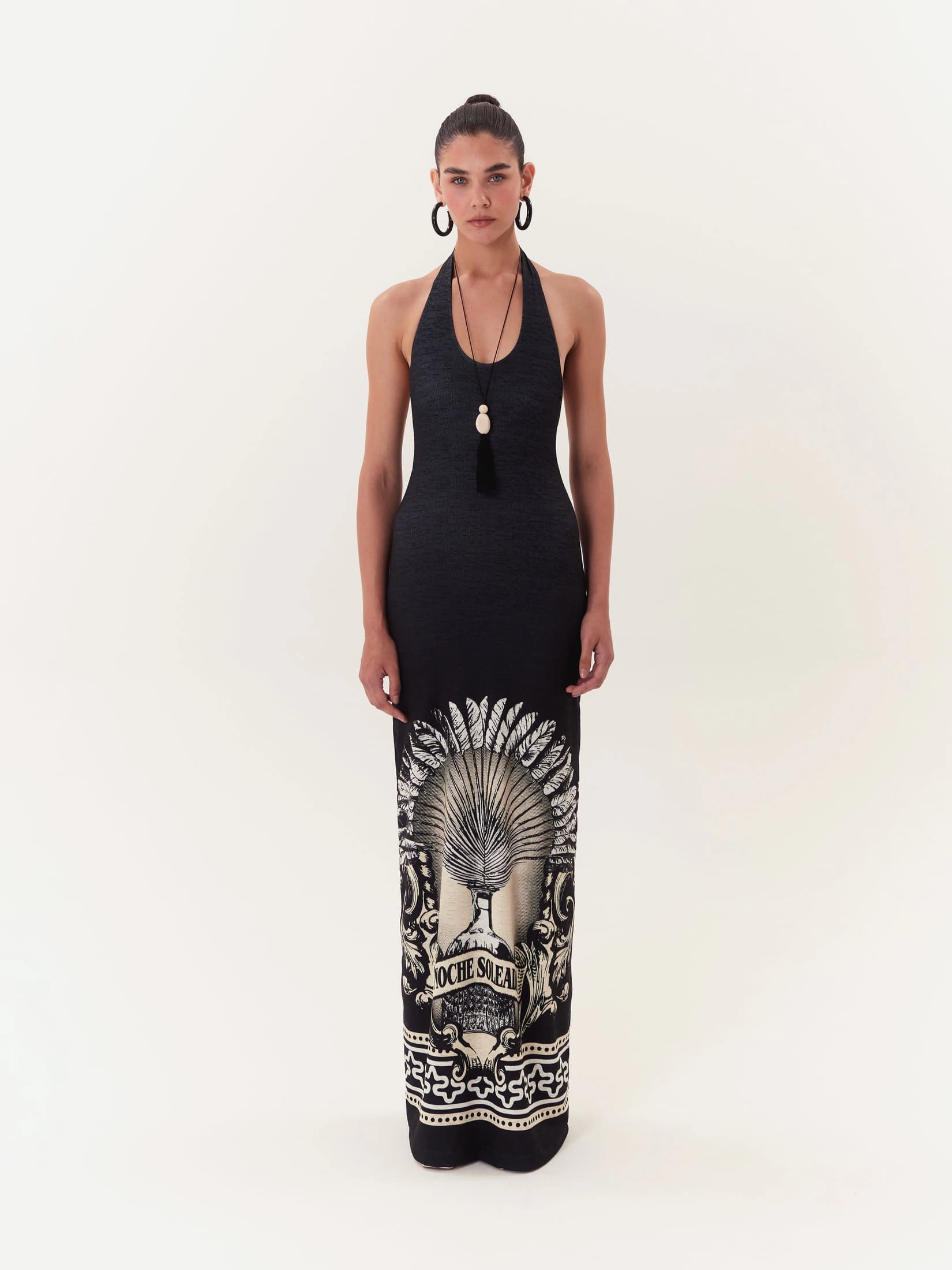 Halter Maxi Dress Solar - Negro