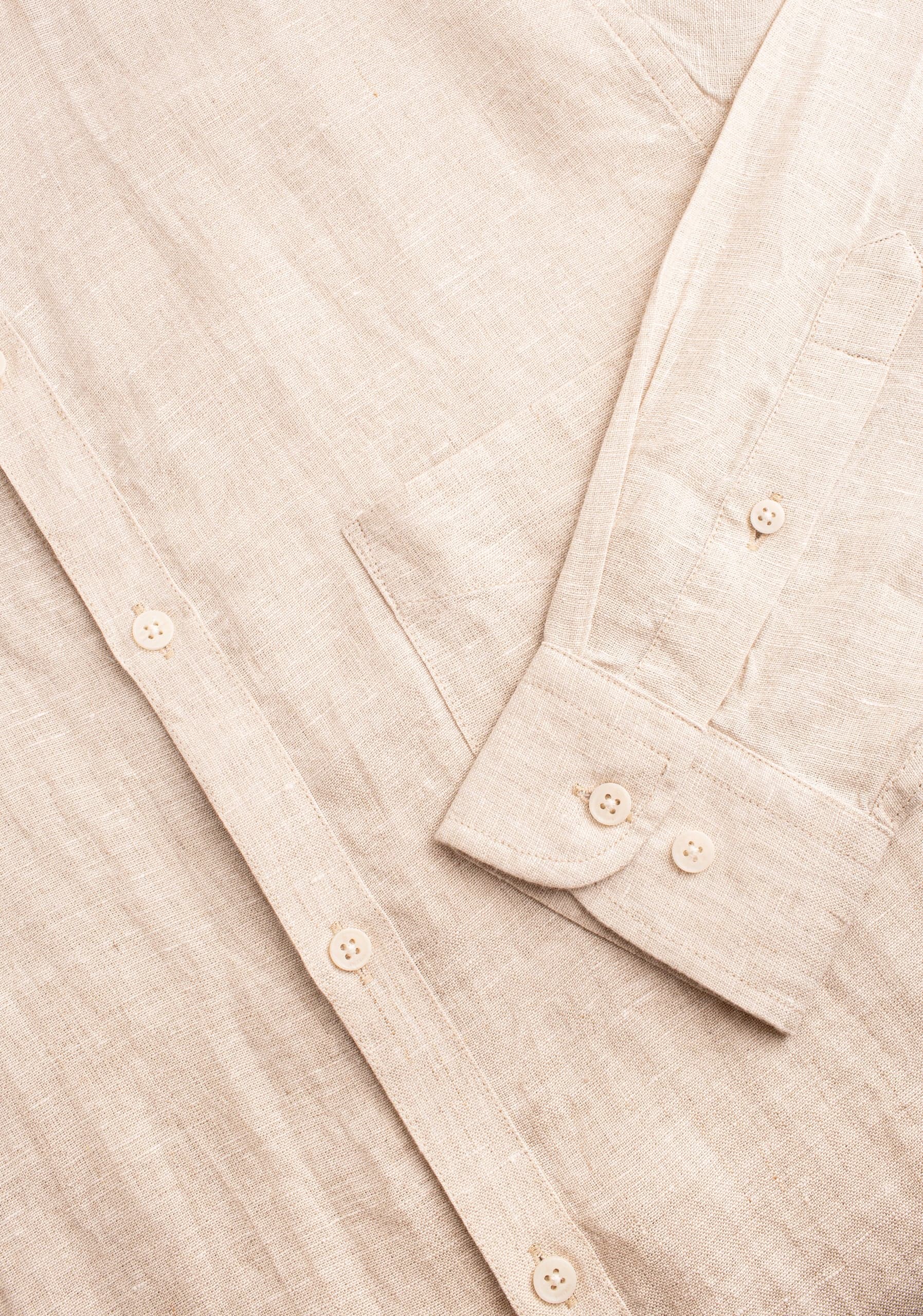 Camisa H Lino Cuello Nerú Bols. Avena - imagen 3