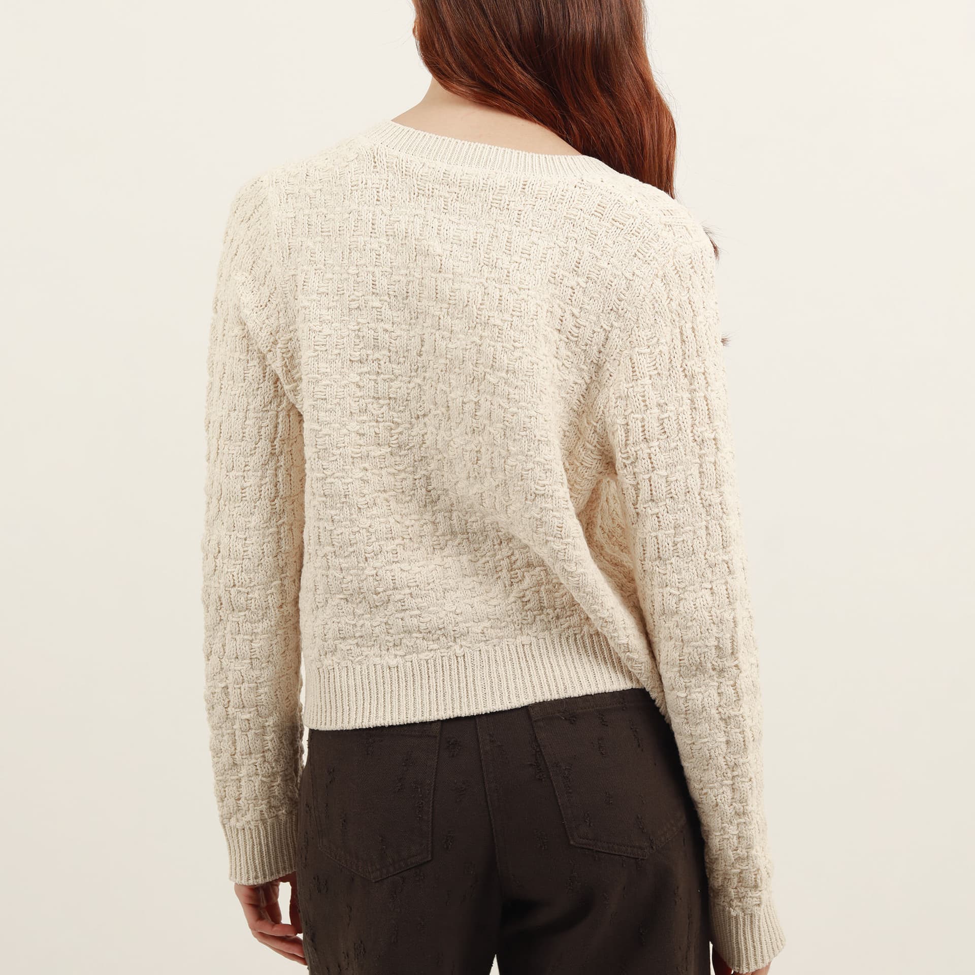 Sweater cardigan cuello redondo manga larga con botones - imagen 7