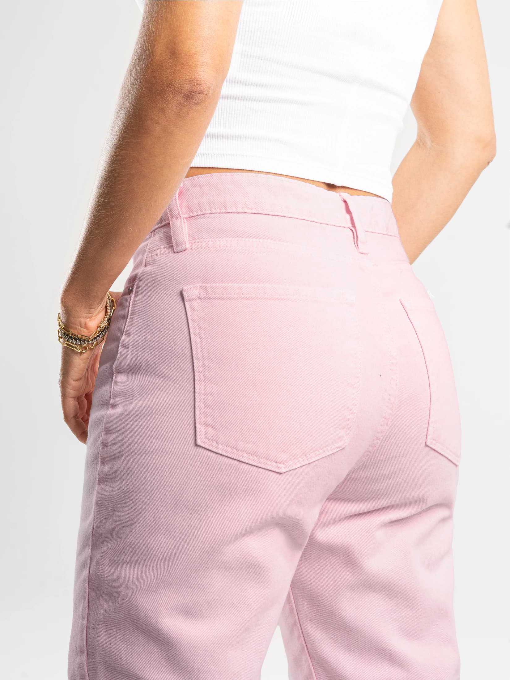 Ref: 0620591 Pantalón mom fit, tiro alto, stretch, tono rosa. - imagen 4