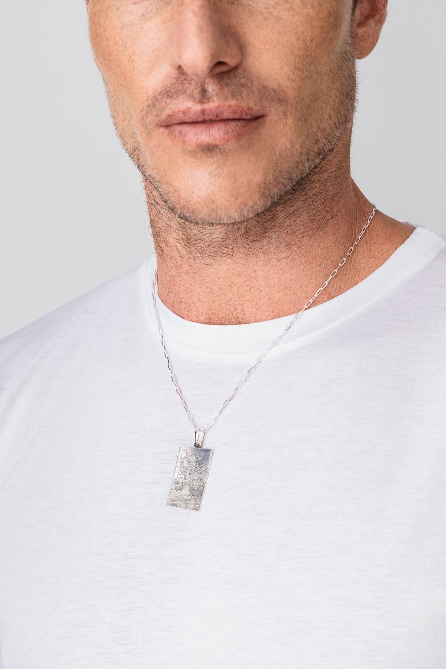 Men's cotton basic t-shirt white - imagen 2