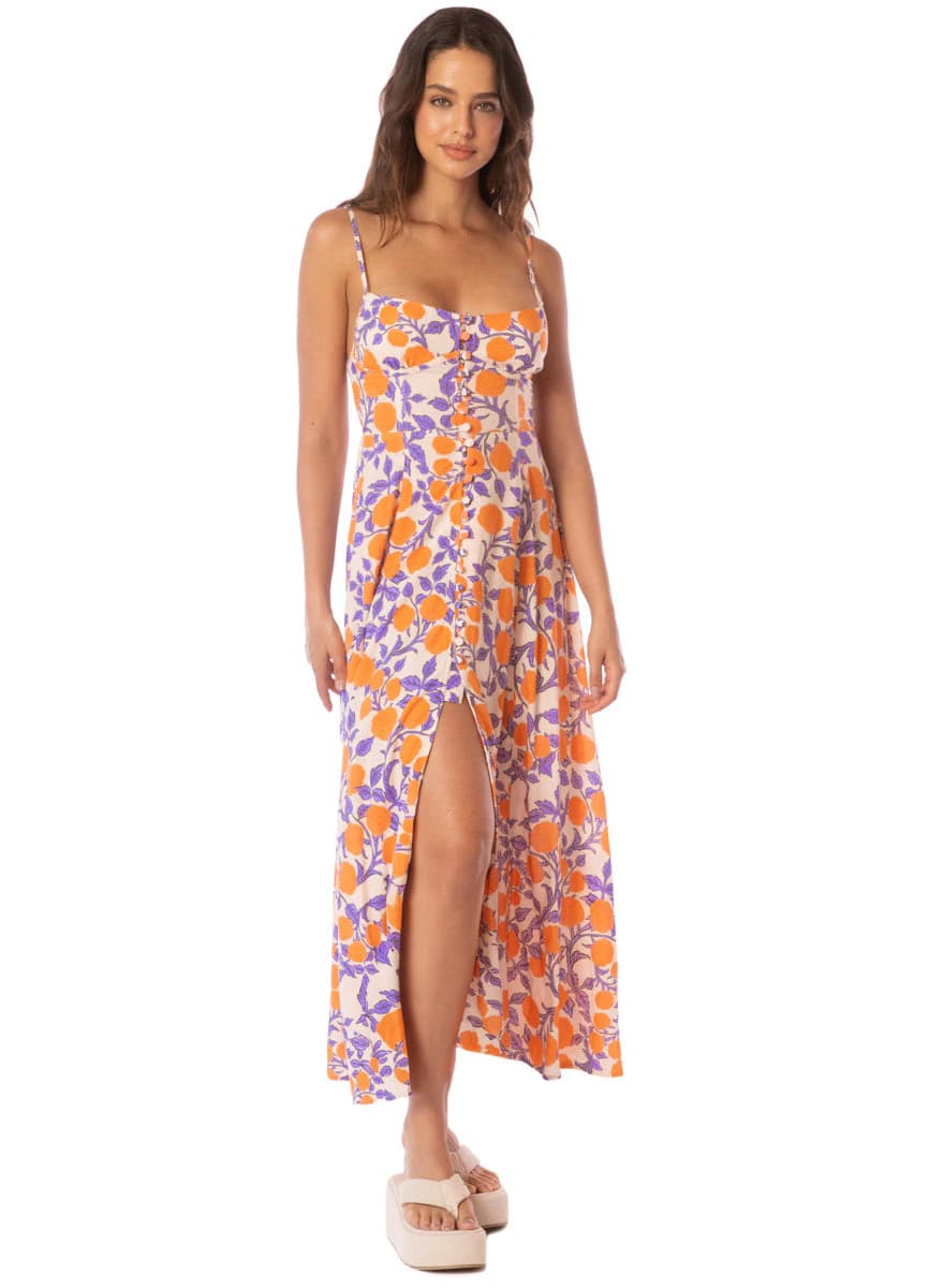 Maaji Western Orange Flower Sia Long Dress - imagen 1