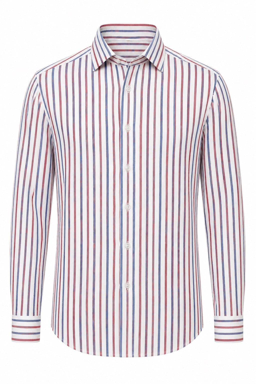 Camisa a Rayas en Algodón y Lino