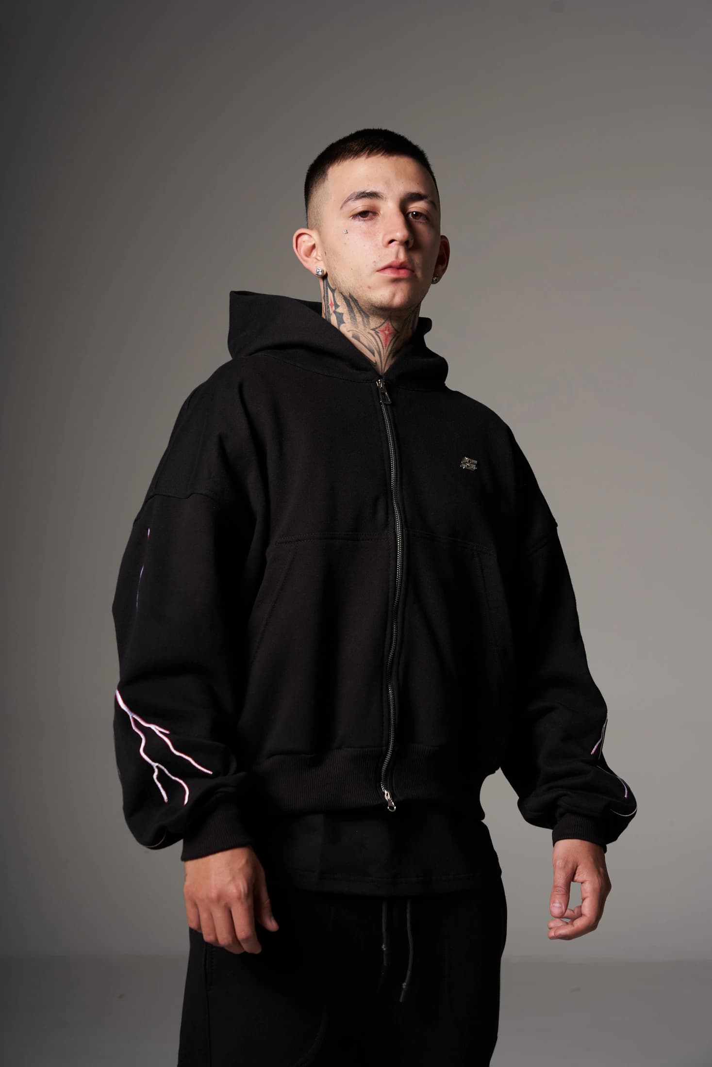 Double Zip Hoodie Boxy fit Red lights - imagen 2
