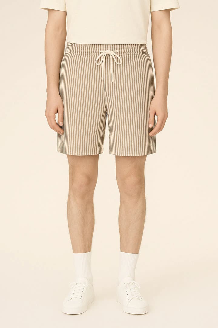 Short rayas blanco y café