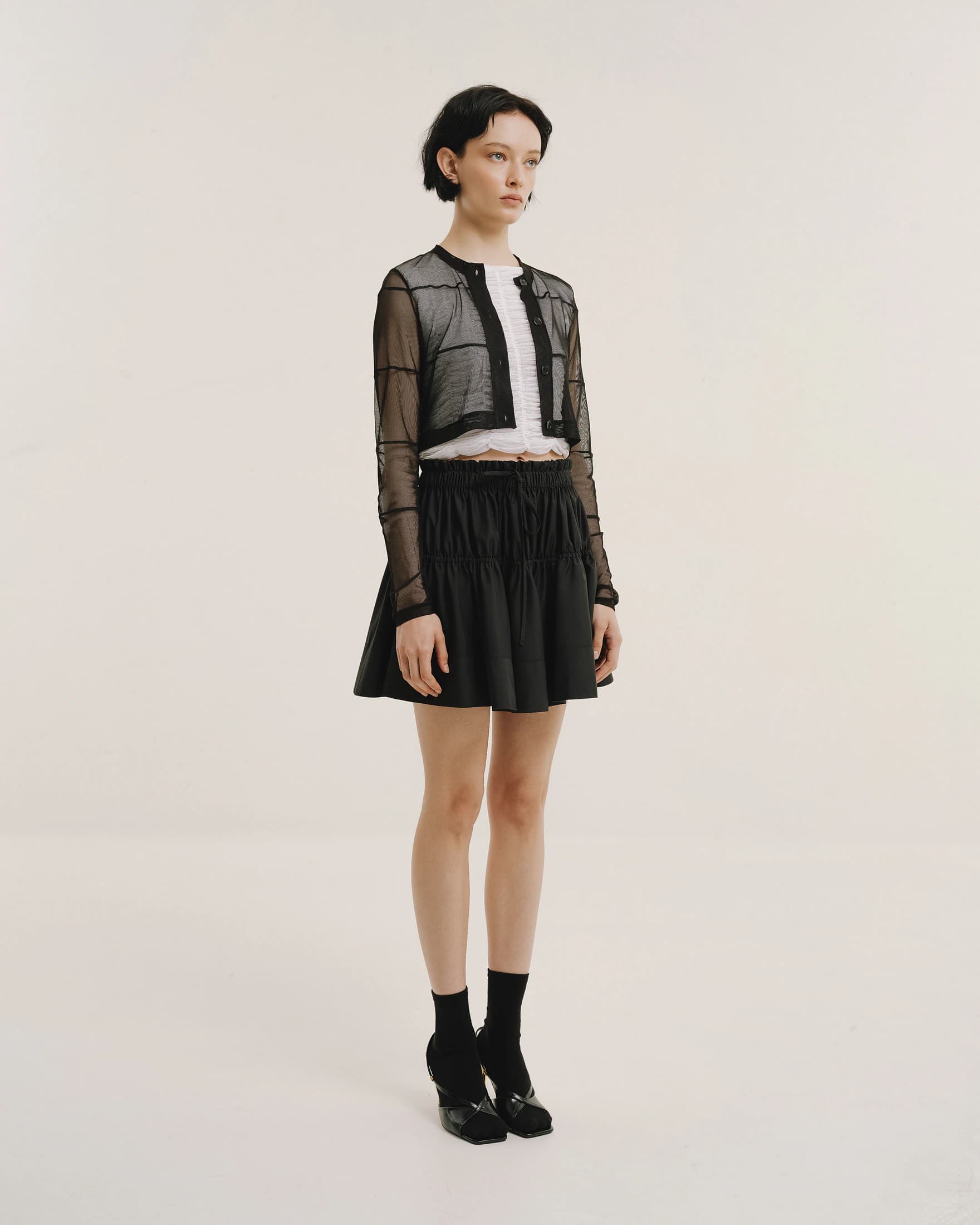 Gathered-Waist Pleated Mini Skirt - imagen 3