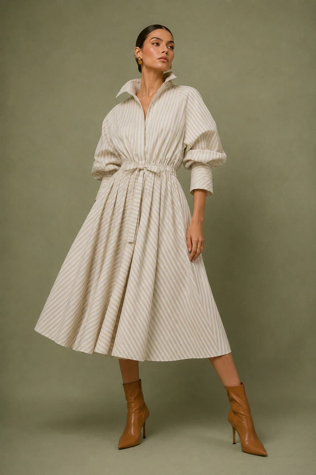 Vestido Limonar rayas camel - imagen 1