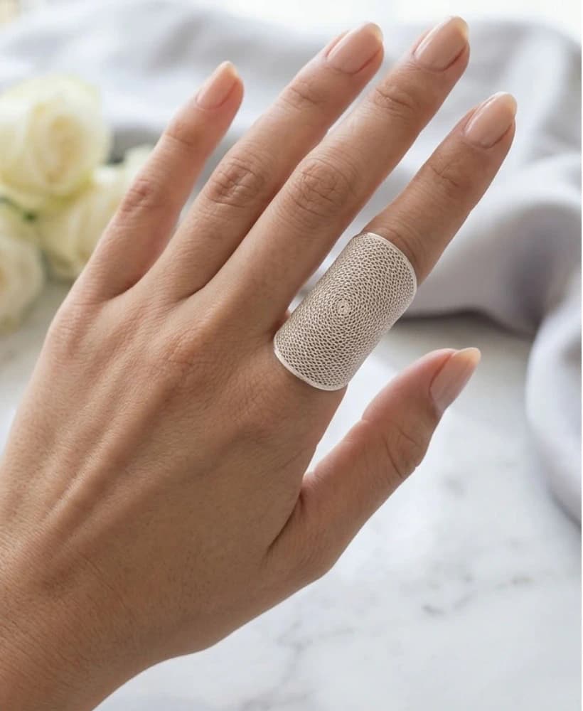 Anillo Maxi Ovalo Tejido Filigrana