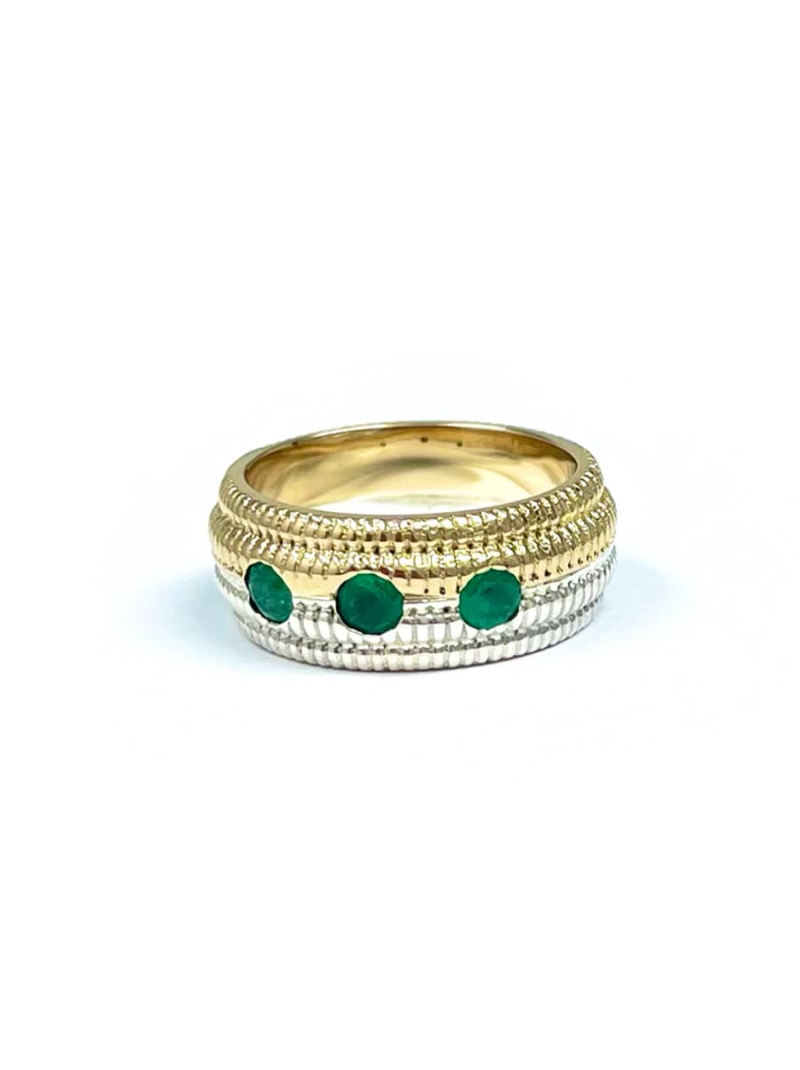Anillo Corn oro y plata con esmeraldas - 6 - imagen 1