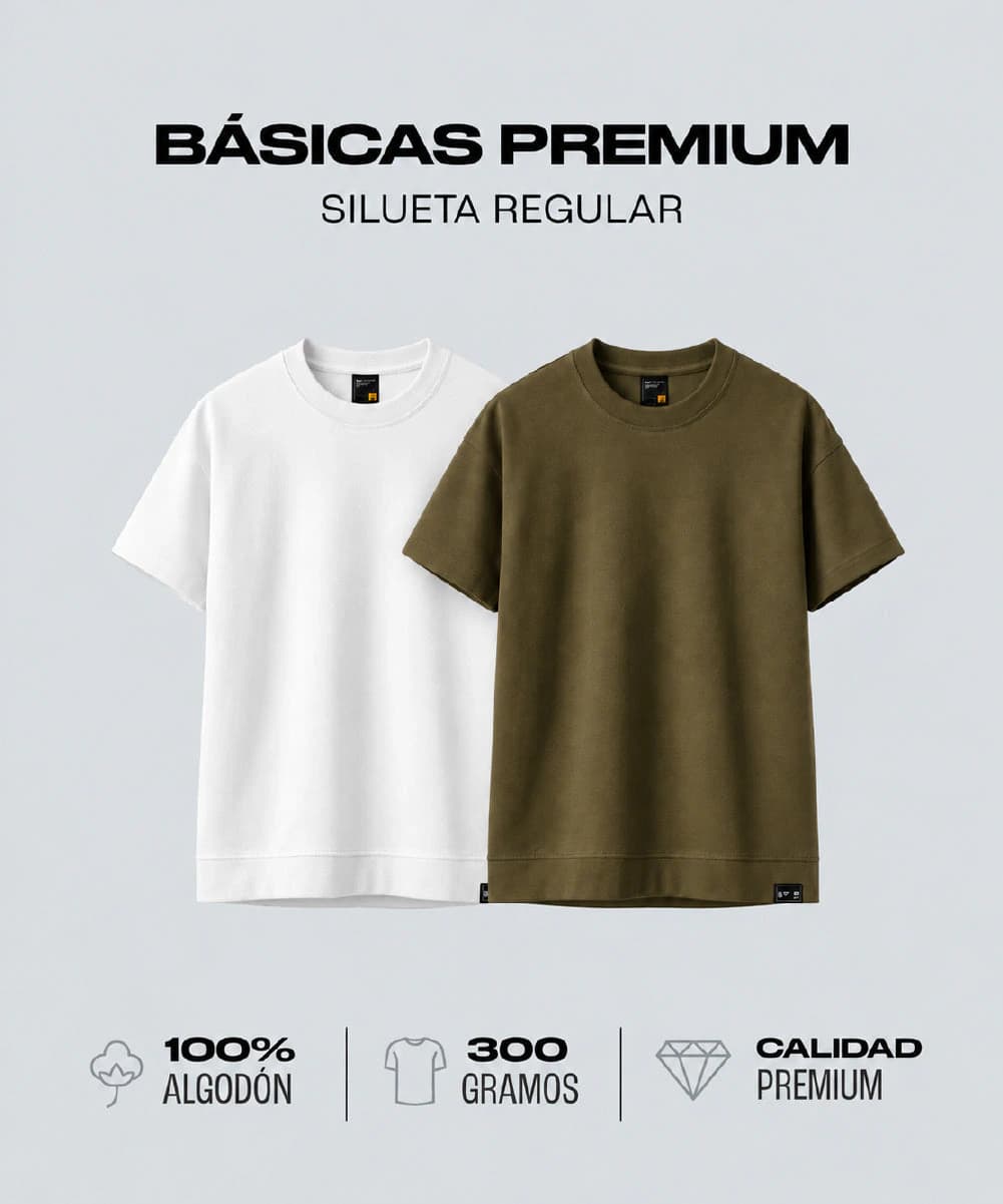 Duo Pack Camisetas Básicas Regular Olive Duo - Premium 300G - imagen 1