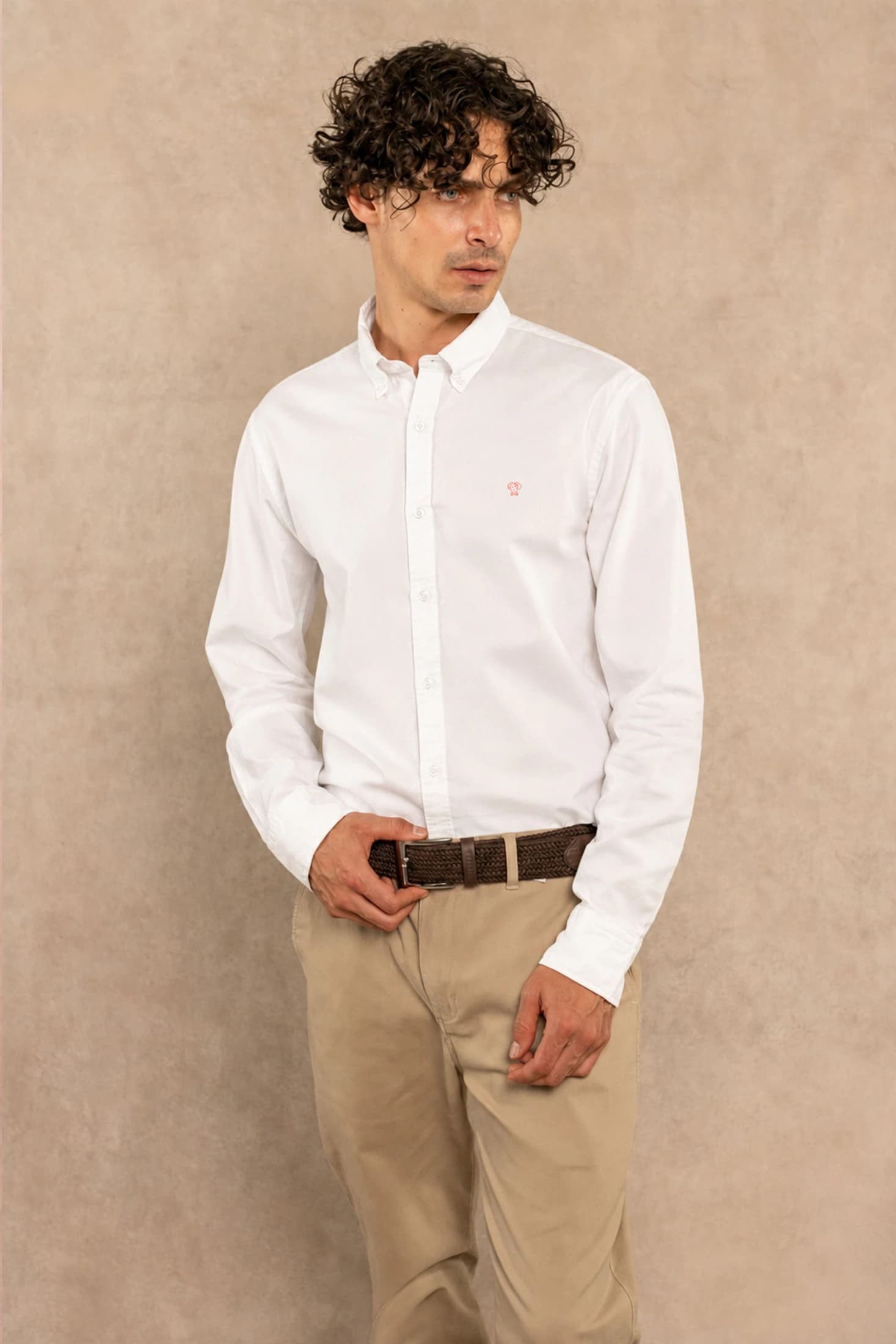 Camisa Popelina Blanco Logo Coral Bordado Regular Fit - imagen 1