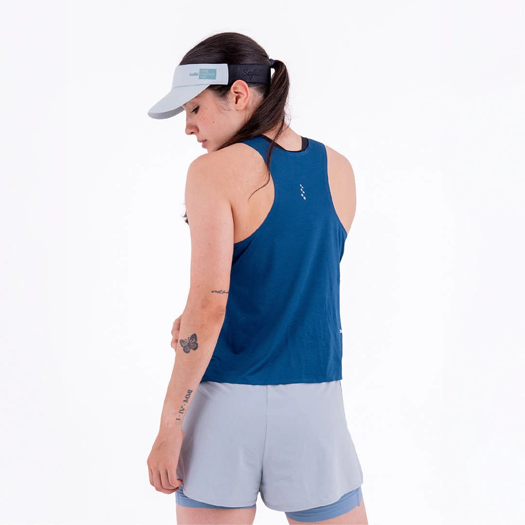 CAMISETA RUNNING MANGA SISA LEVIT AZUL OSCURO PARA MUJER - imagen 2