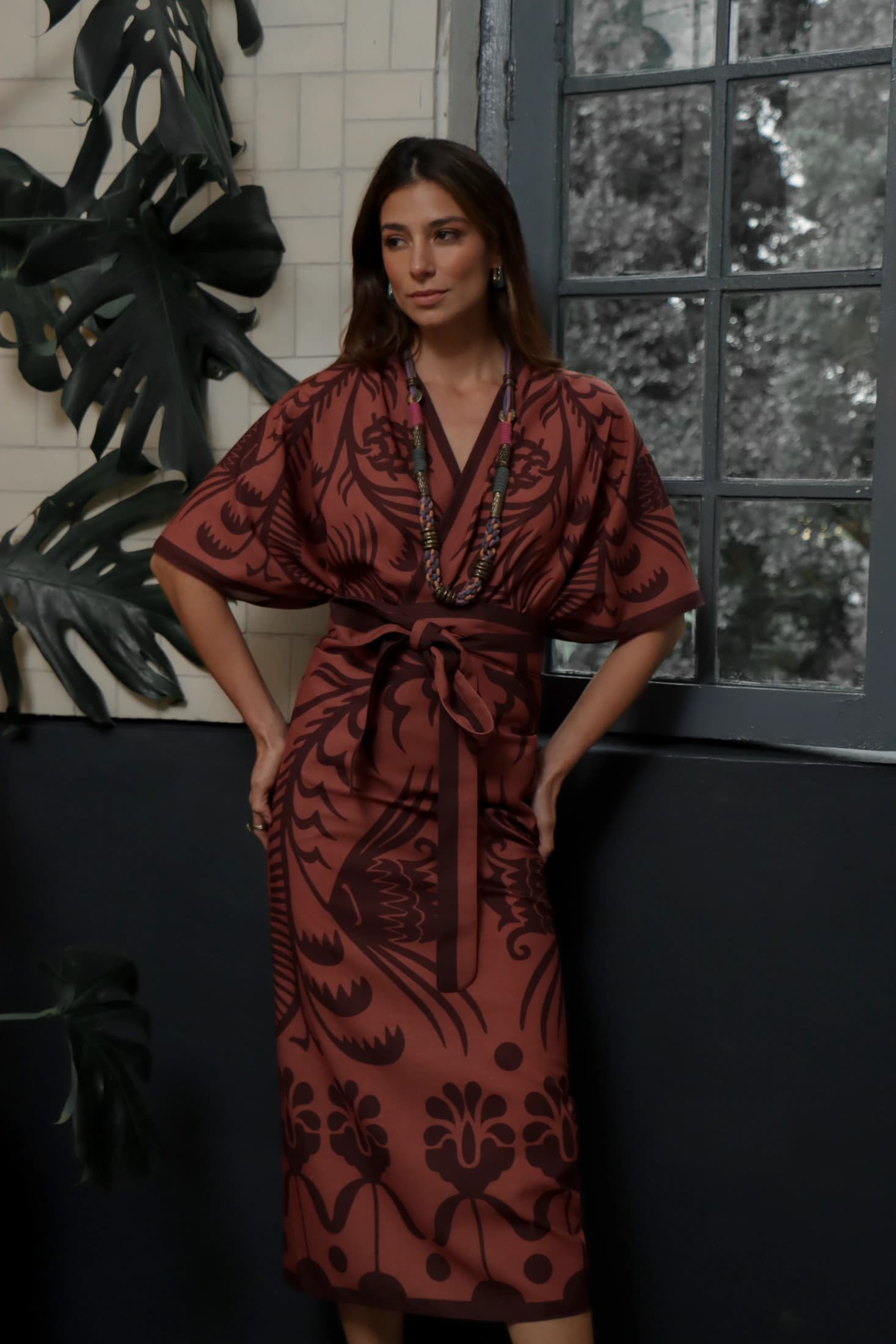 Kimono Corto Agave Terracota, Lino - imagen 4