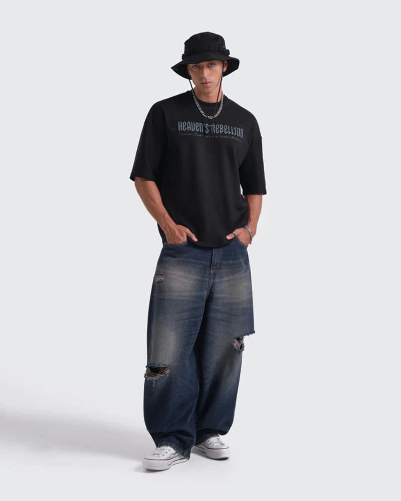 Camiseta Negra Oversize Rebellion - imagen 2