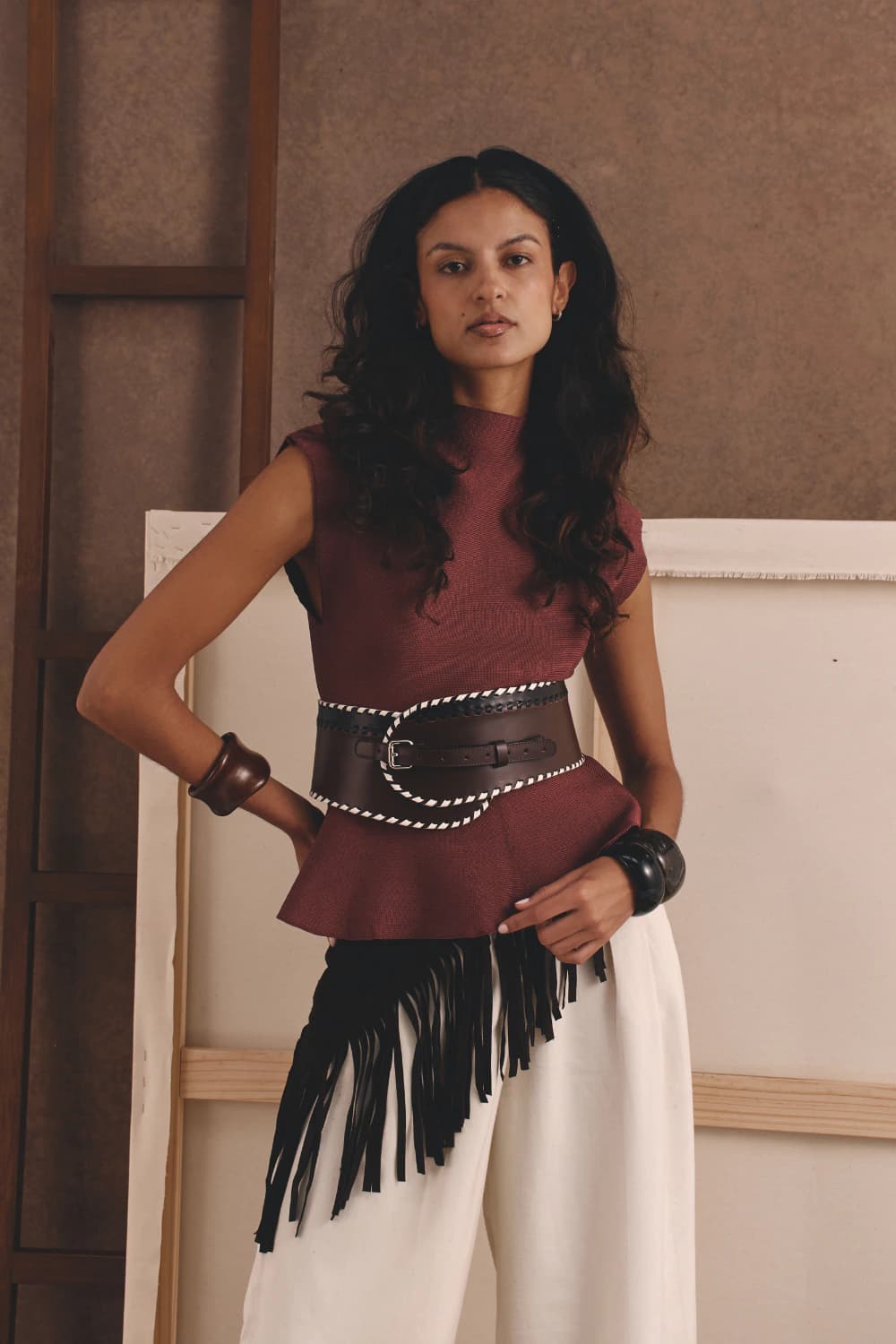 "LA MONA" TOP BURGUNDY - imagen 2