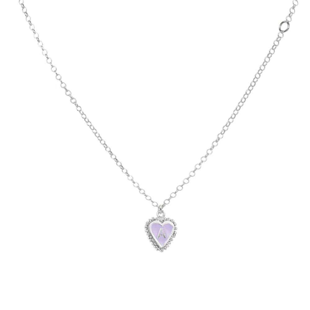 Cadena 1 Letra Heart Plata Morado - imagen 1
