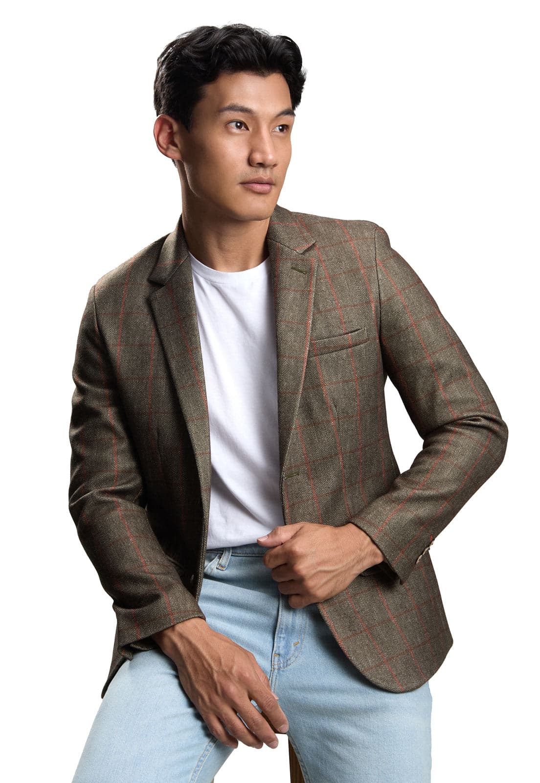 Blazer estampado verde a cuadros
