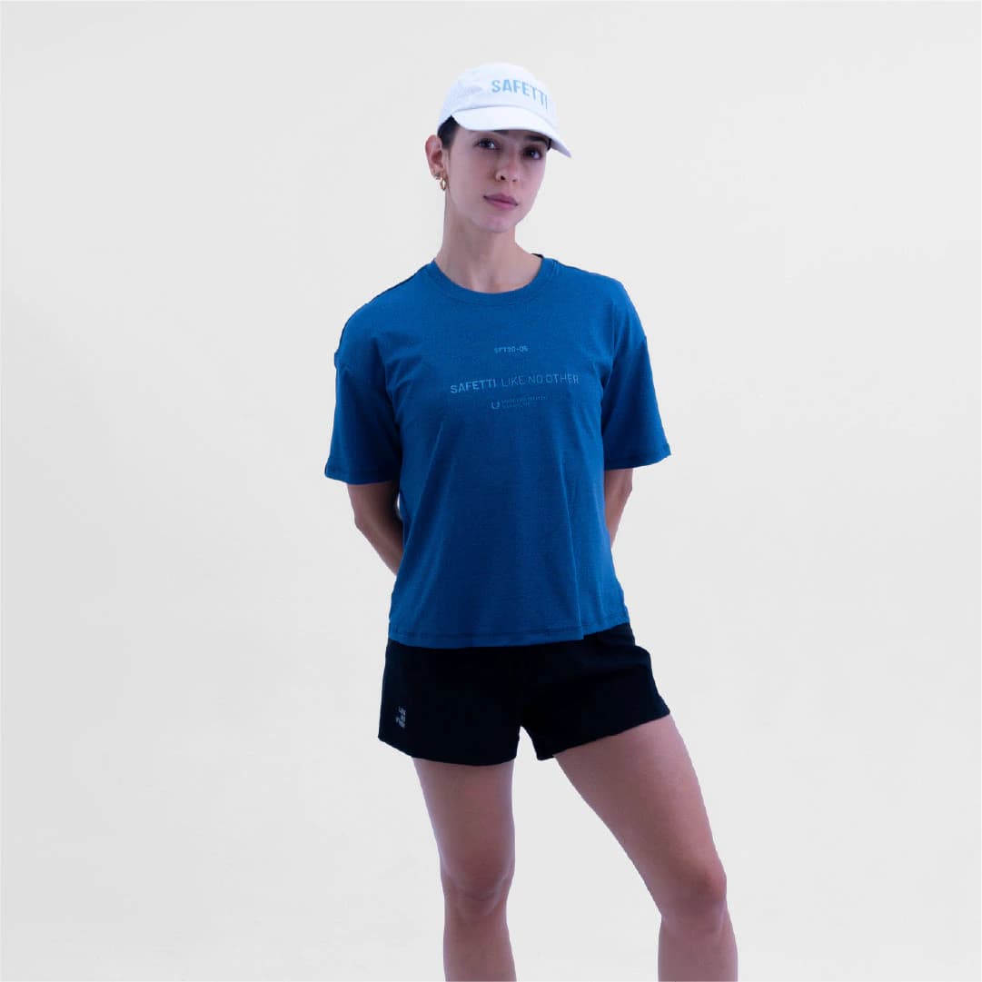CAMISETA LIFESTYLE MANGA CORTA ROAM OVERSIZE BLUE PARA MUJER - imagen 4
